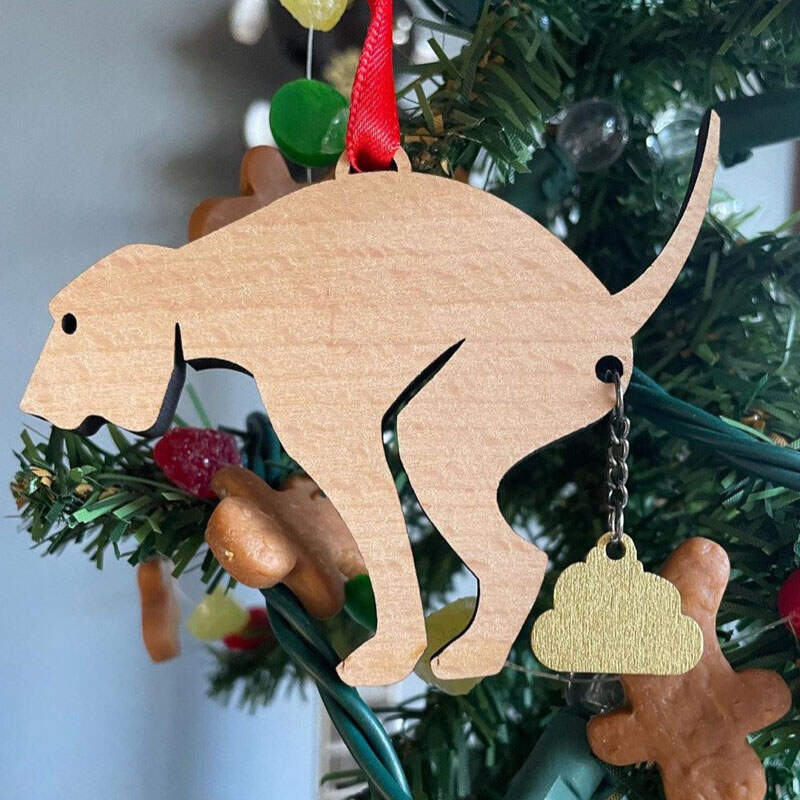 Poop Dog Merry Christmas Ornament