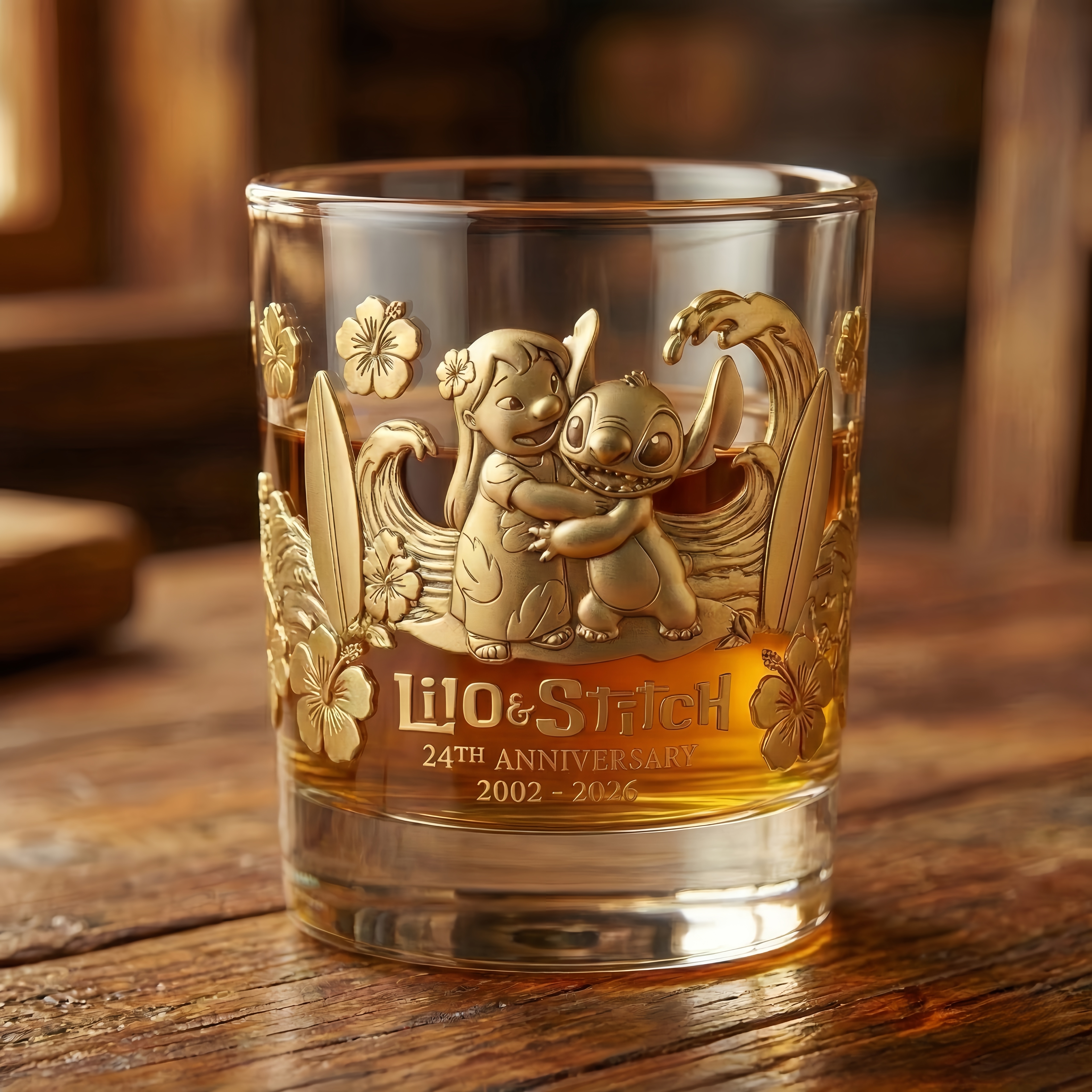 Lilo & Stitch 24th Anniversary Commemorative Whiskey Glass