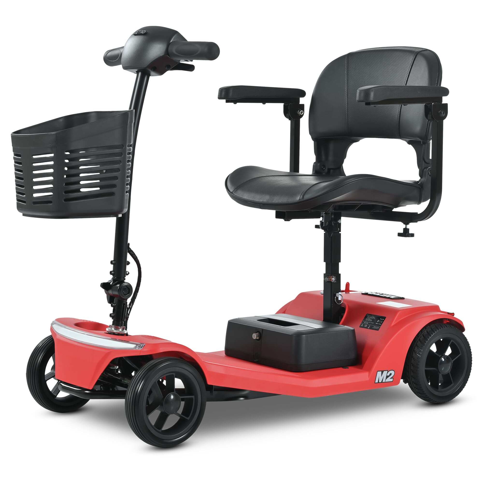New electric four-wheeled mobility scooter boasts a 20 miles range, a 300lb load-bearing capacity, fast charging, and smartphone control