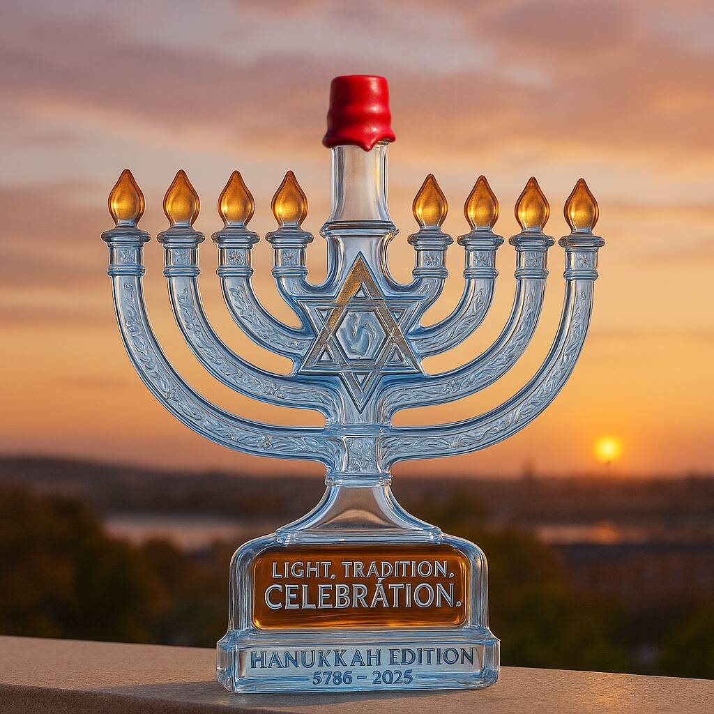 2025 Hanukkah Menorah Whiskey Bottle