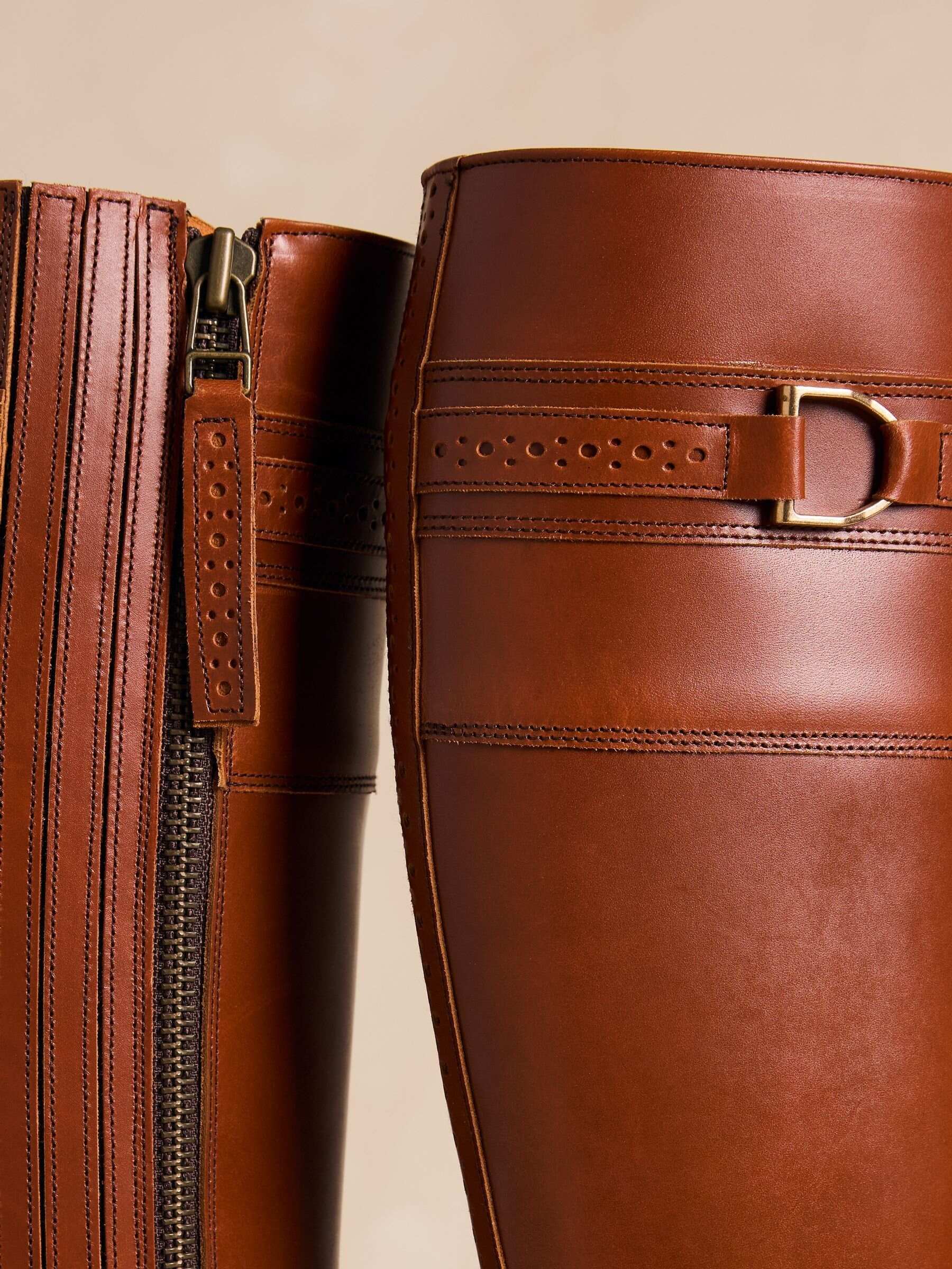 Joules X Spanish Boot Co. Chestnut Brown Leather Boots