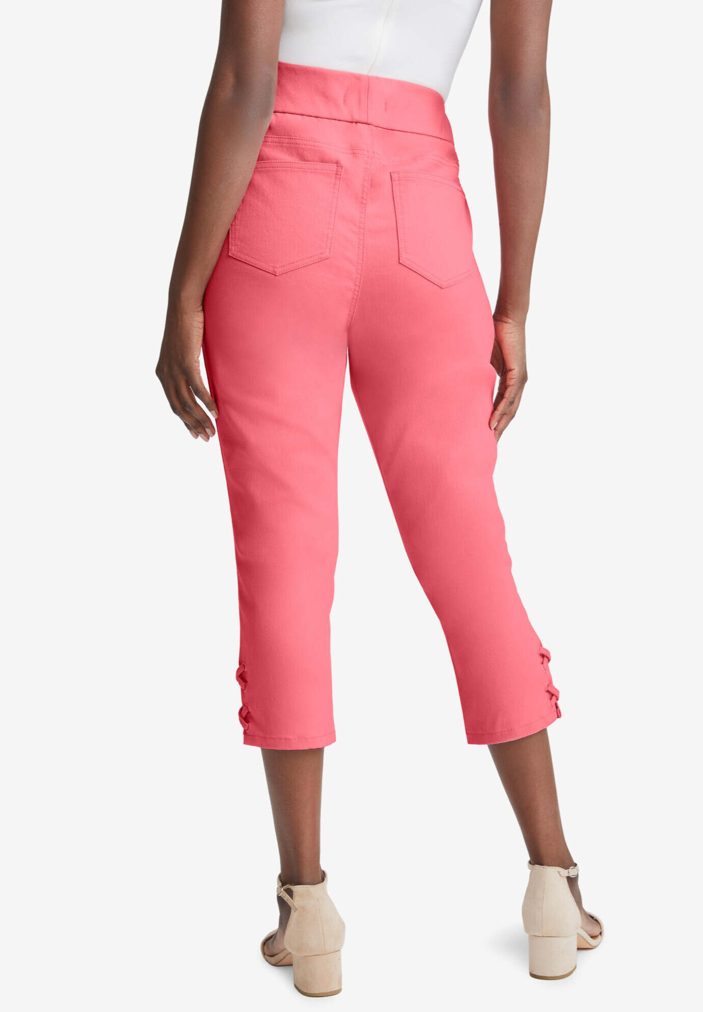 Comfort Waist Stretch Denim Lace-Up Capri