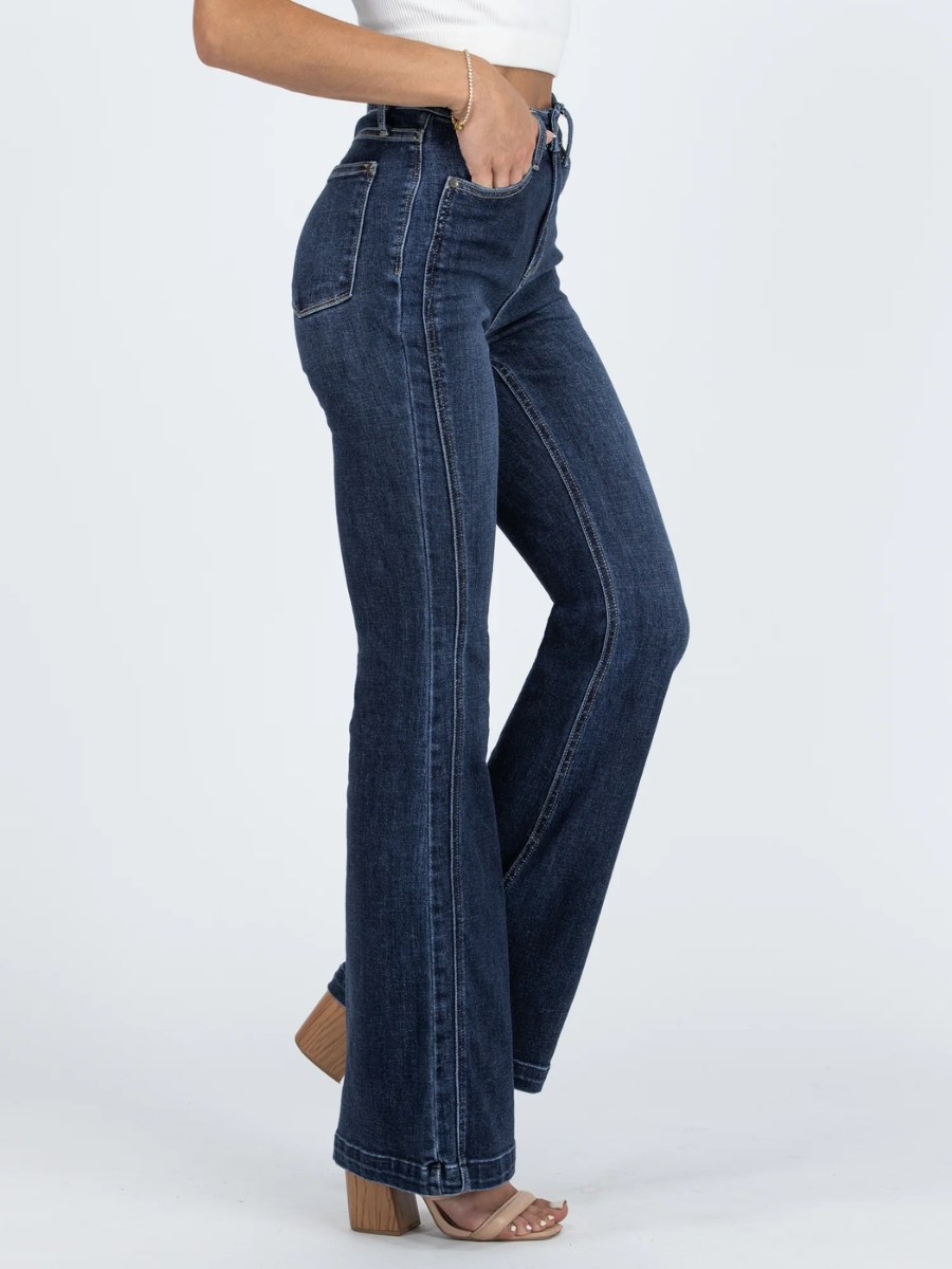 By My Side - Christmas Angled Side Seam Flare Jeans- Final Sale