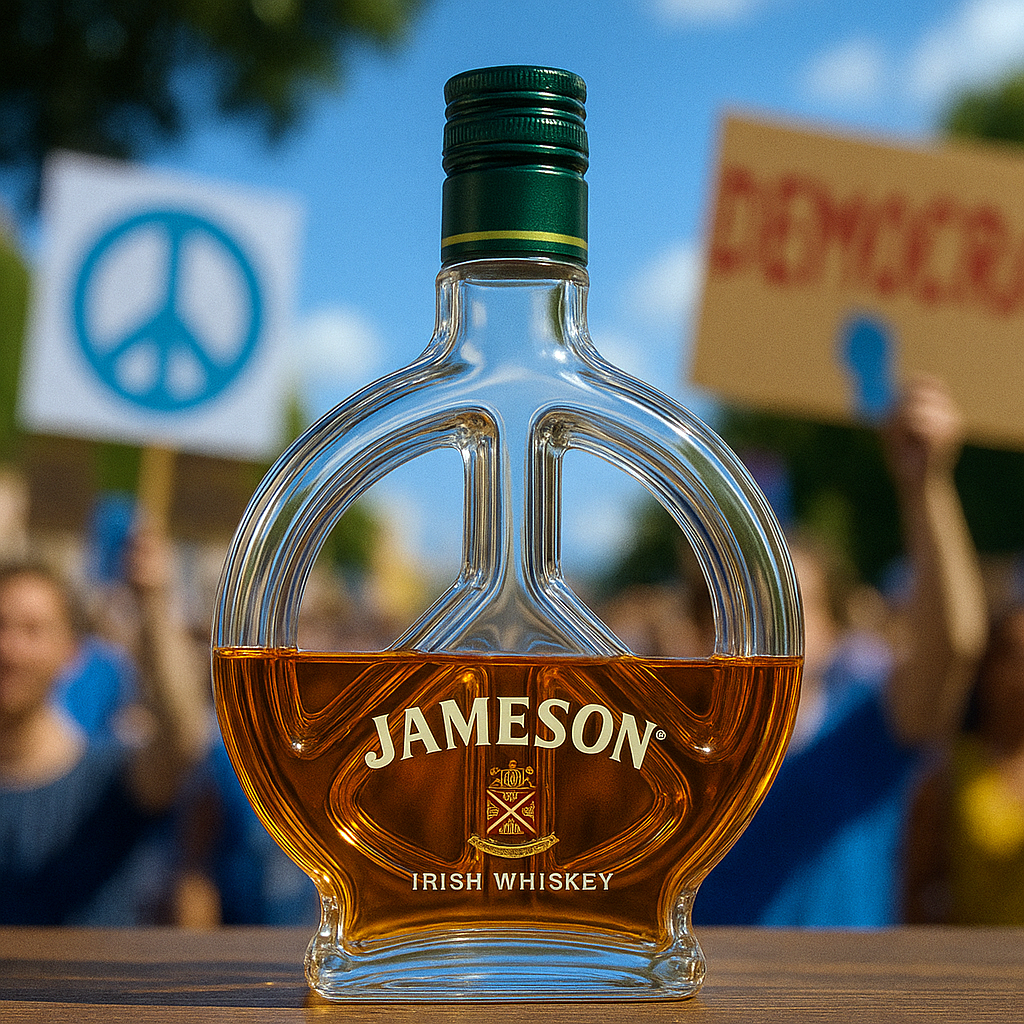 Peace & Love Whiskey Bottle