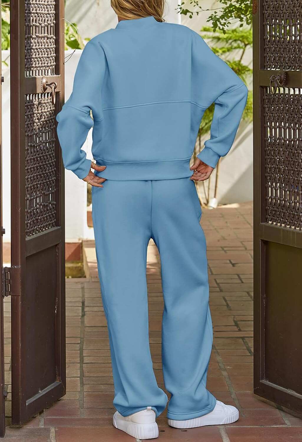 Spring Sale🔥Women's Fall 2 Piece Sweatsuits Set Long Sleeve Zip Up Sweatshirt Wide Leg Sweatpants Lounge Sets