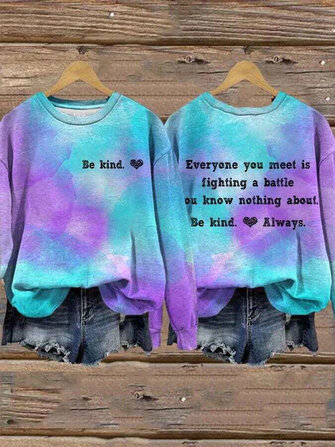 Be Kind Art Print Pattern Casual Sweatshirt