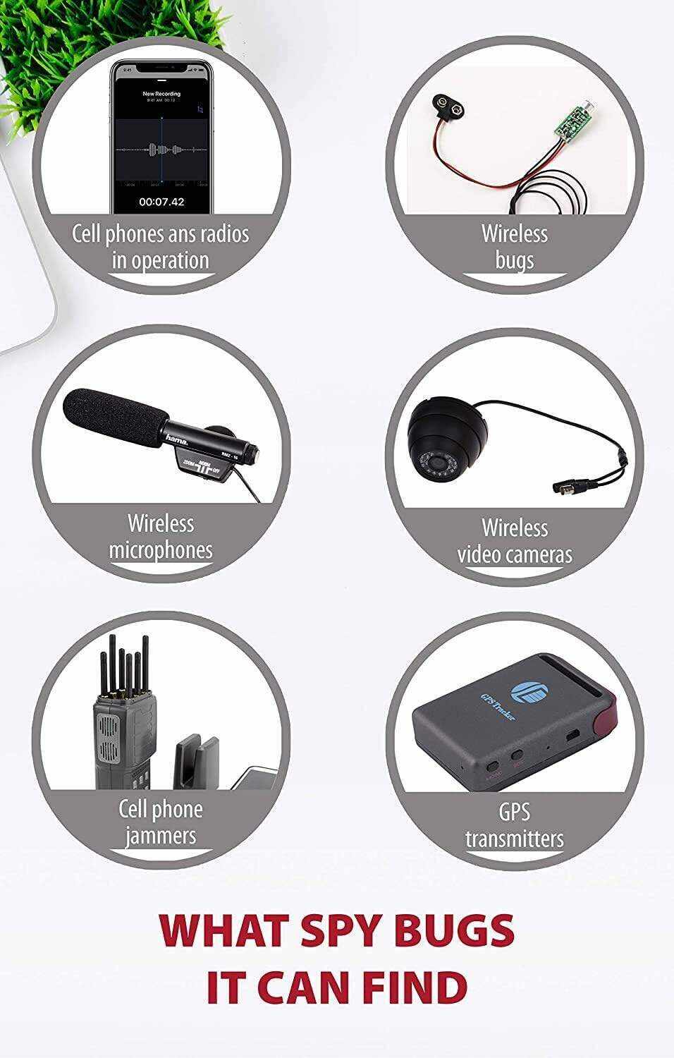 i4 Technology Anti Spy Bug Detector | Professional RF Signal Detector | High Sensitive Spy Bug Sweeper | Search for GPS Tracker, Mobile Phones, Wi-Fi, 3G, 4G, GSM BH-03 Expert | FCC, CE and ICES