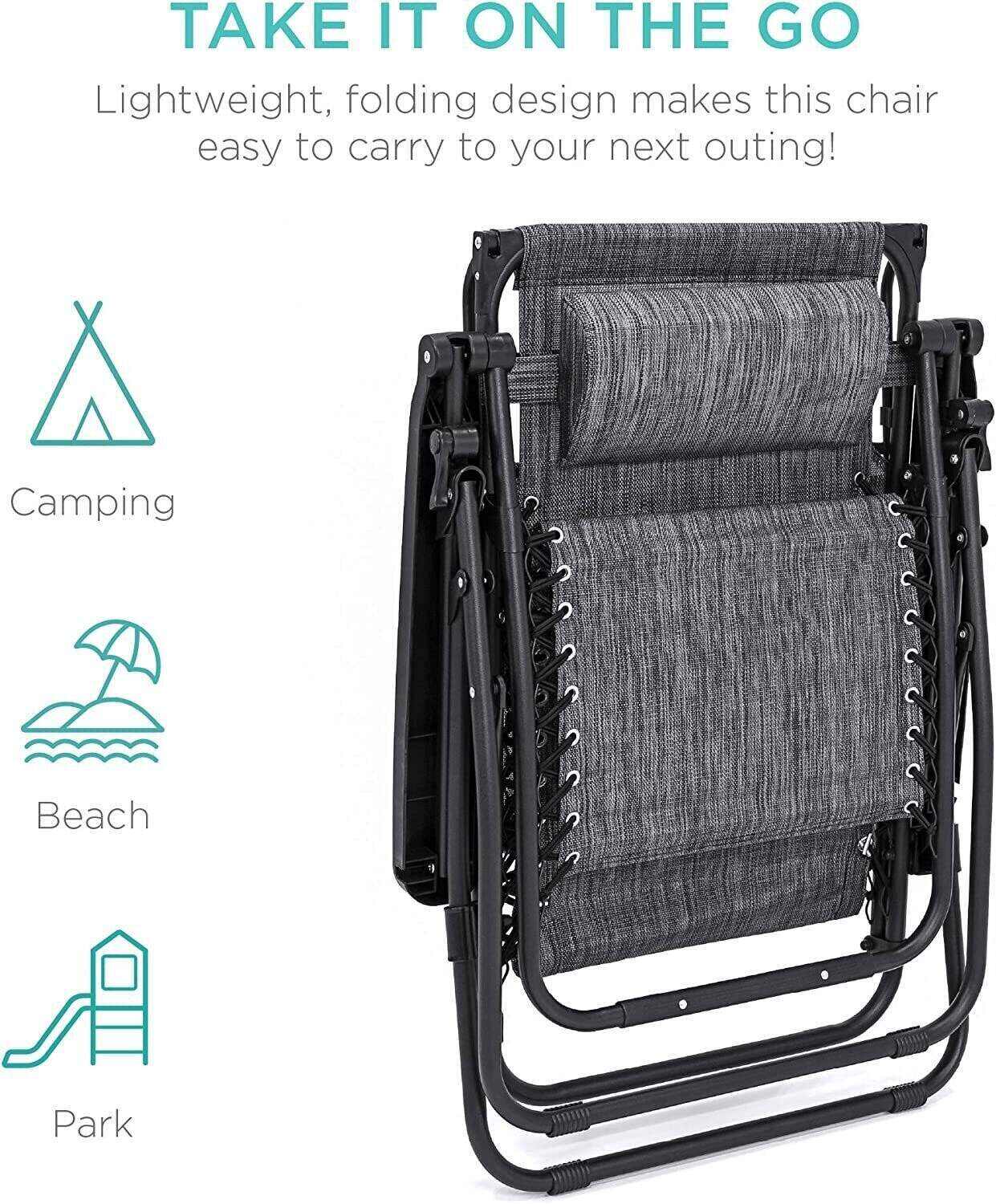 Folding Zero Gravity Recliner Patio Lounge Chair w/Adjustable Canopy Shade, Headrest, Side Accessory Tray, Textilene Mesh - Beige