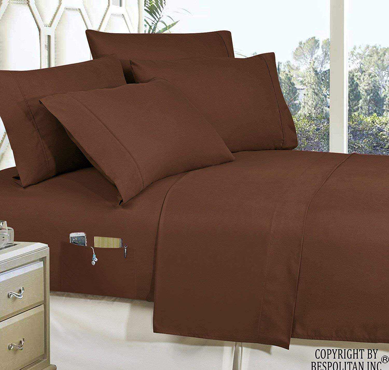 Bed-in-a-Bag Comforter 8 pcs Complete Set Silky Soft Double Sided Pockets