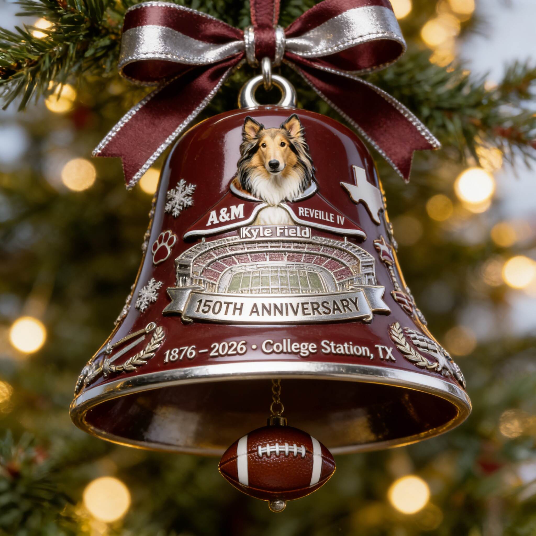 Texas A&M 150th Anniversary – Reveille Edition Stadium Bell Ornament