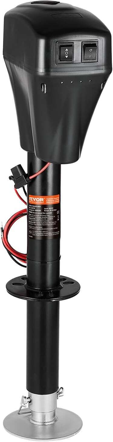 Electric Trailer Jack, 5000 lbs, Heavy Duty RV Electric Power Tongue Jack with 2 Way Connector, Manual Crank Handle & Weatherproof Jack Cover, 10