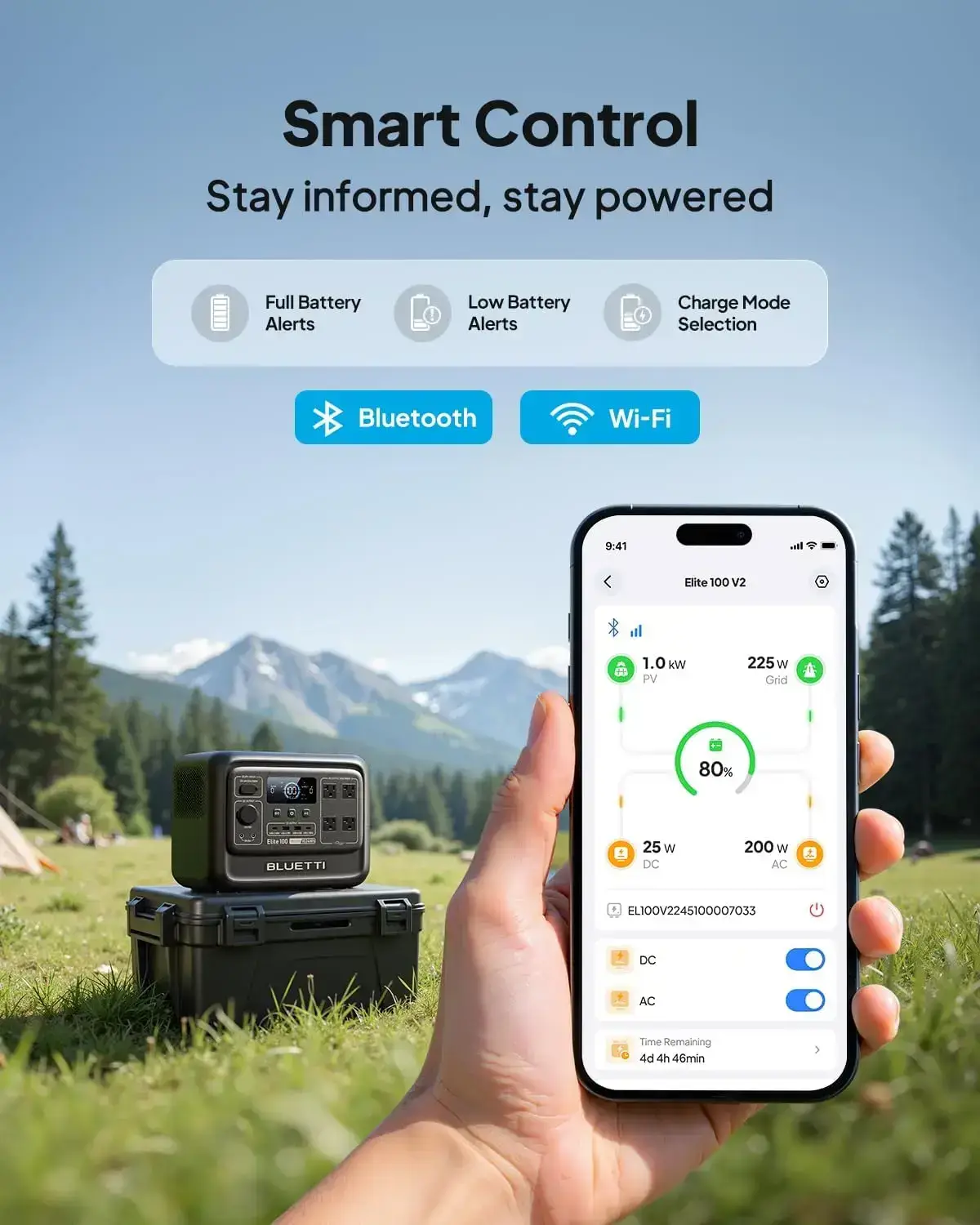 Elite 100 V2 1024Wh Portable Power Station, LiFePO4 Battery Solar Generator w/ 4 1800W AC Outlets (3600W Surge) Backup, 35% Smaller for Camping, Outages (Solar Panel Optional)