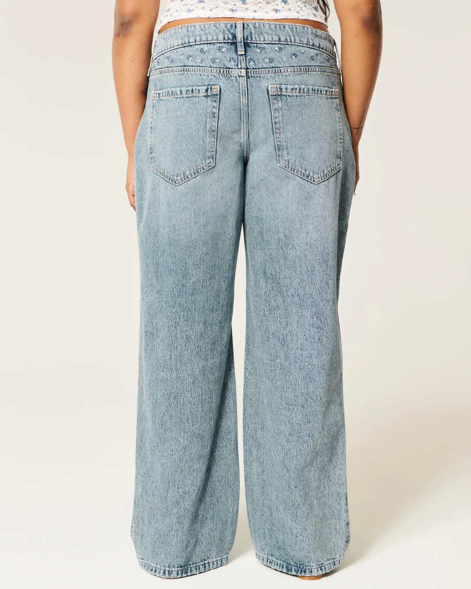 Low-Rise Dark Wash Baggy Jeans