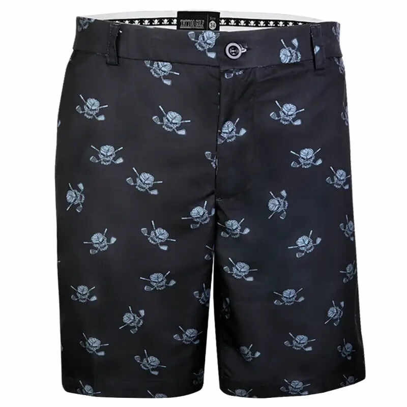 Dancing Skulls Cool-Stretch Men's Golf Shorts (Black/Charcoal