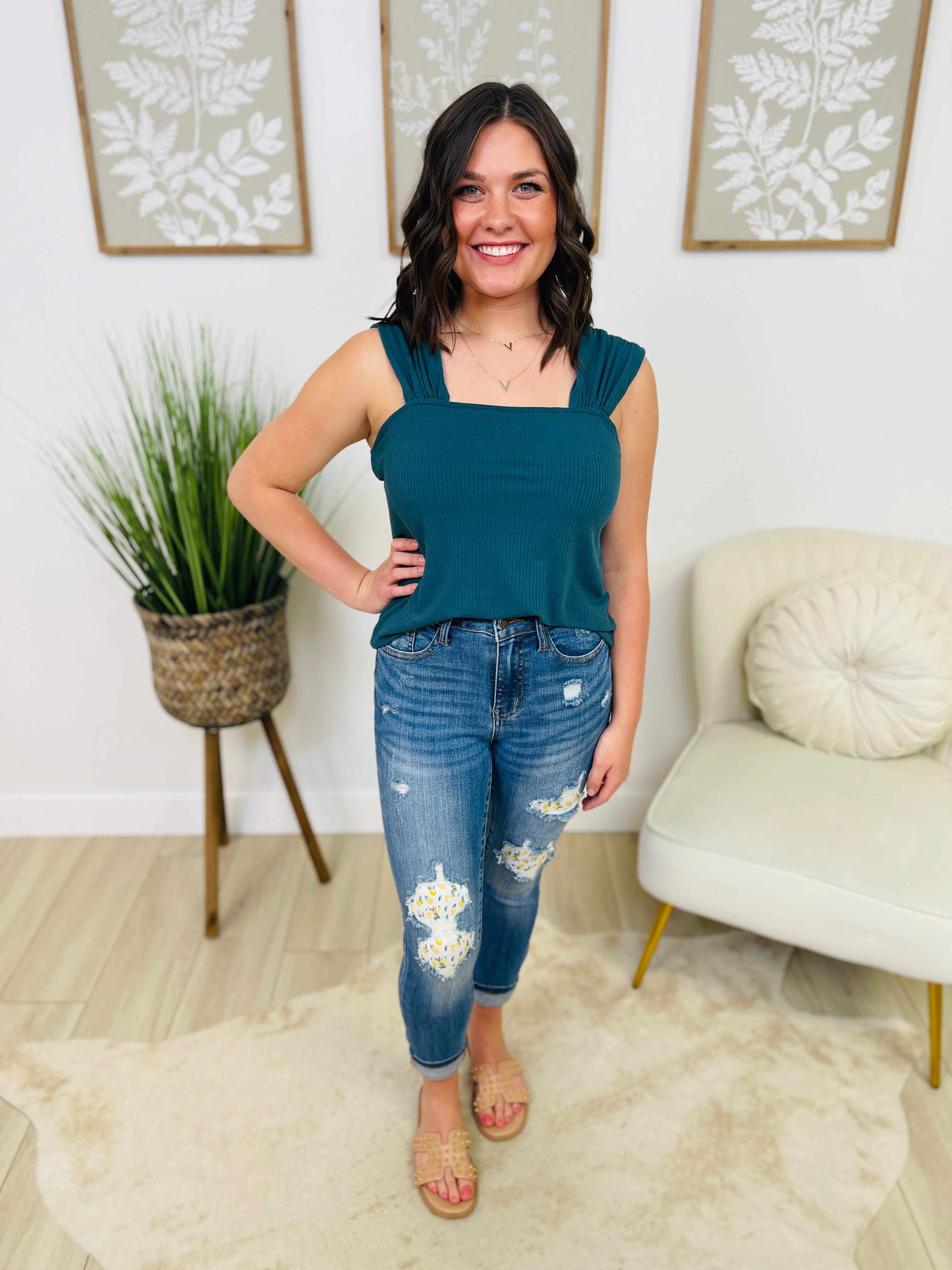 PLUS/REG You're My Main Squeeze Lemon Patch Skinny Jeans