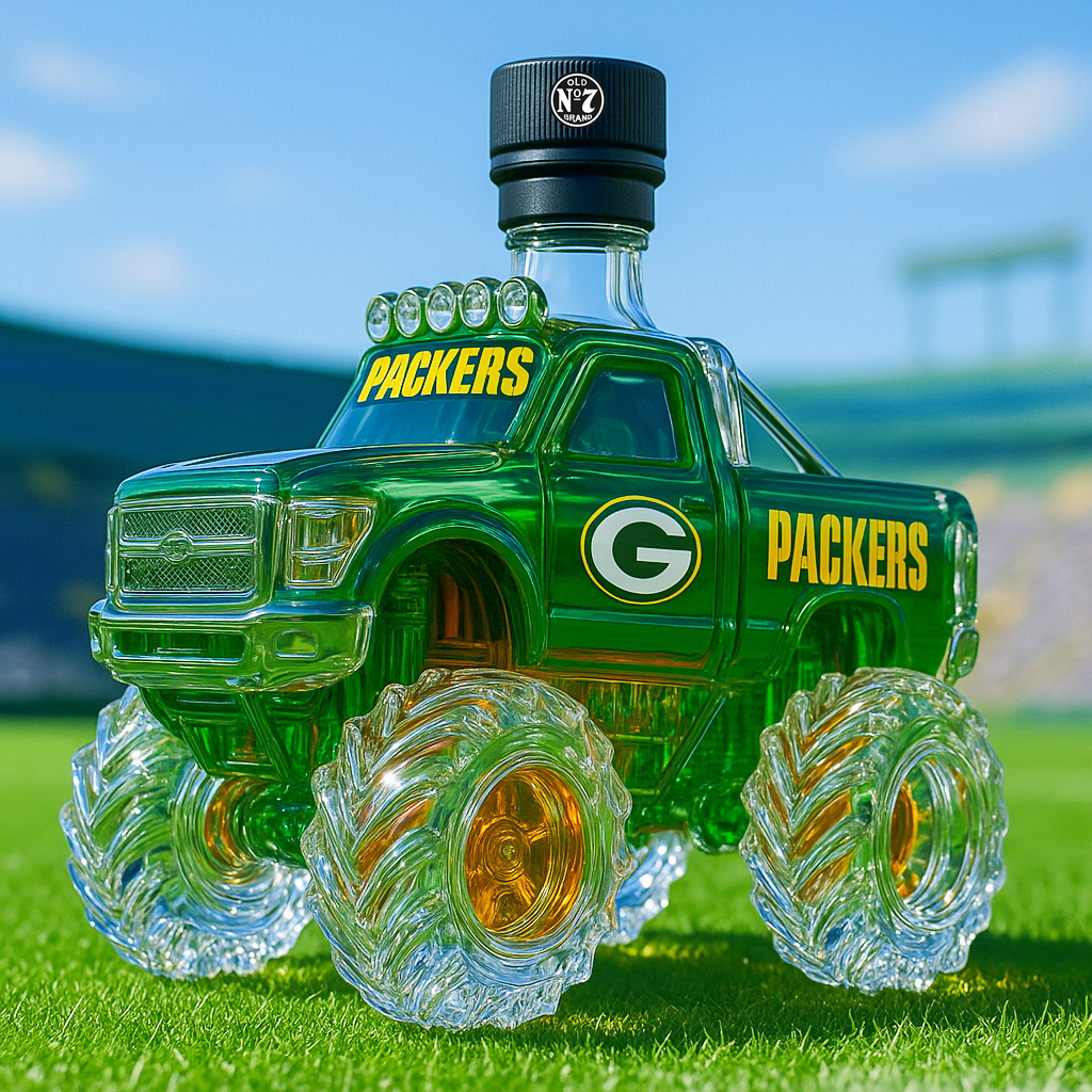 Green Bay Packers Monster Truck Whiskey Bottle