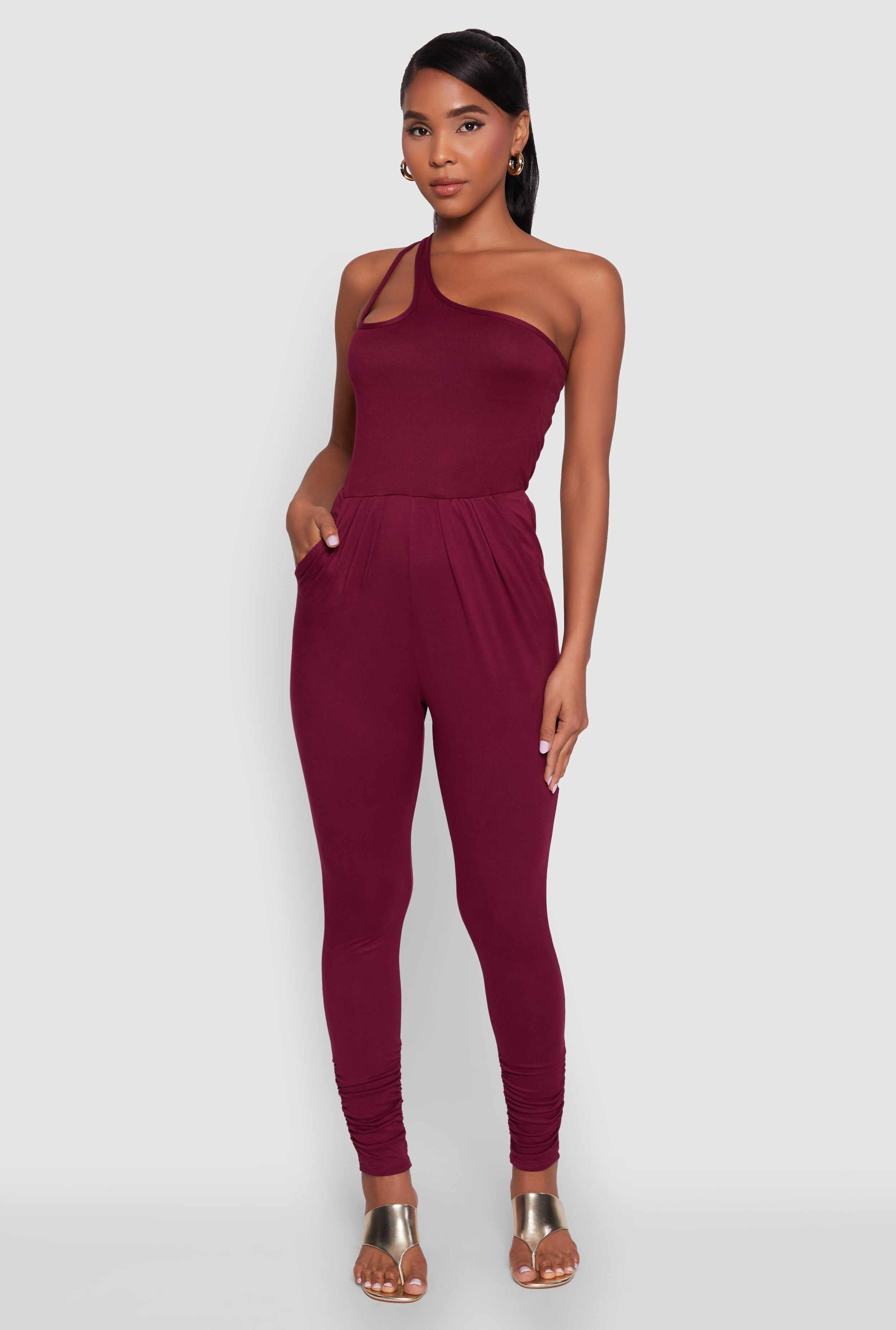 Stylish Cut Out One Shoulder Jumpsuit