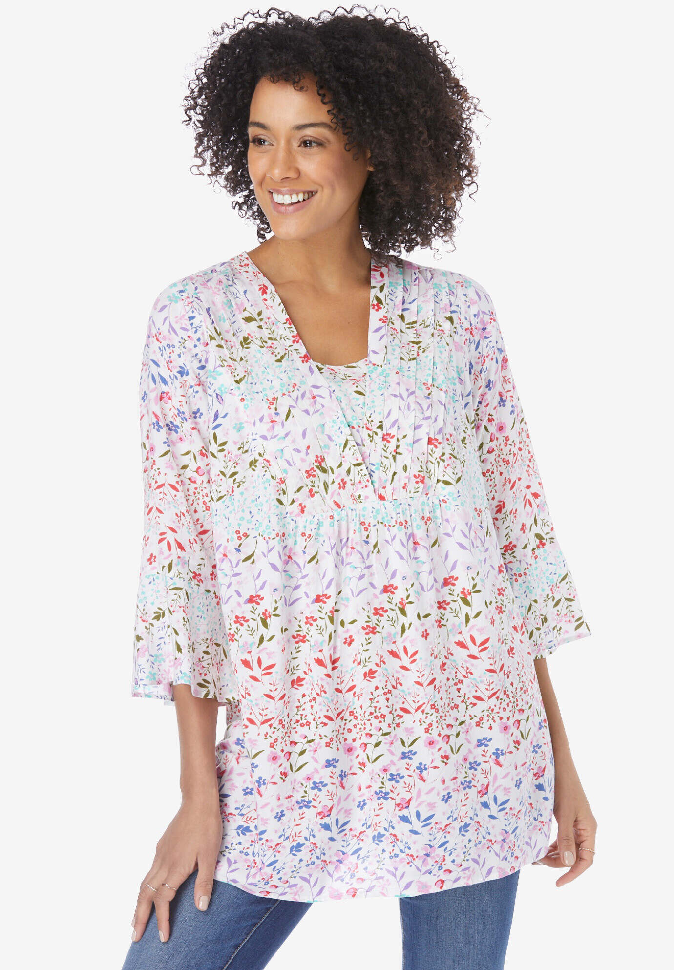 Bell-Sleeve V-Neck Tunic