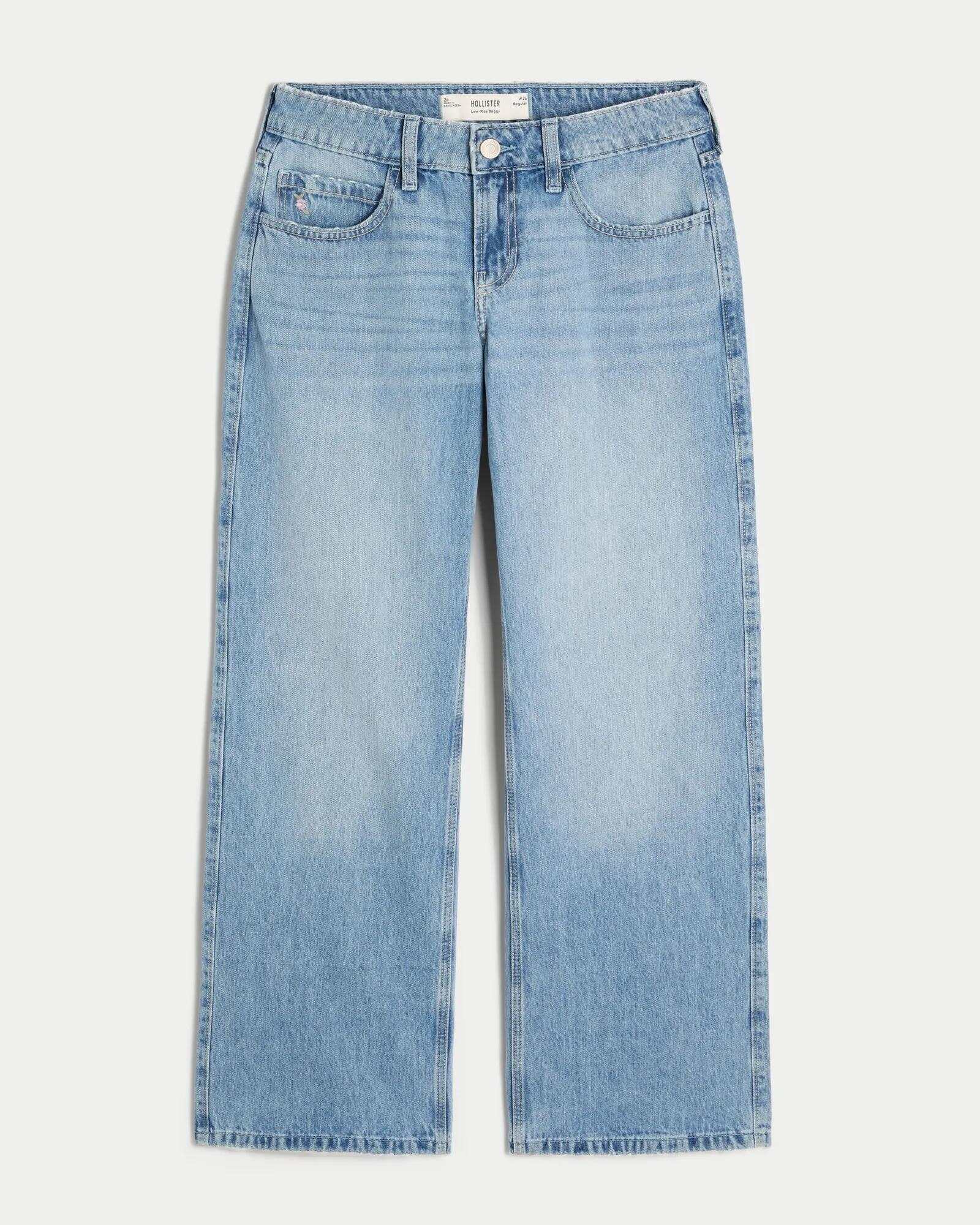 Low-Rise Dark Wash Baggy Jeans