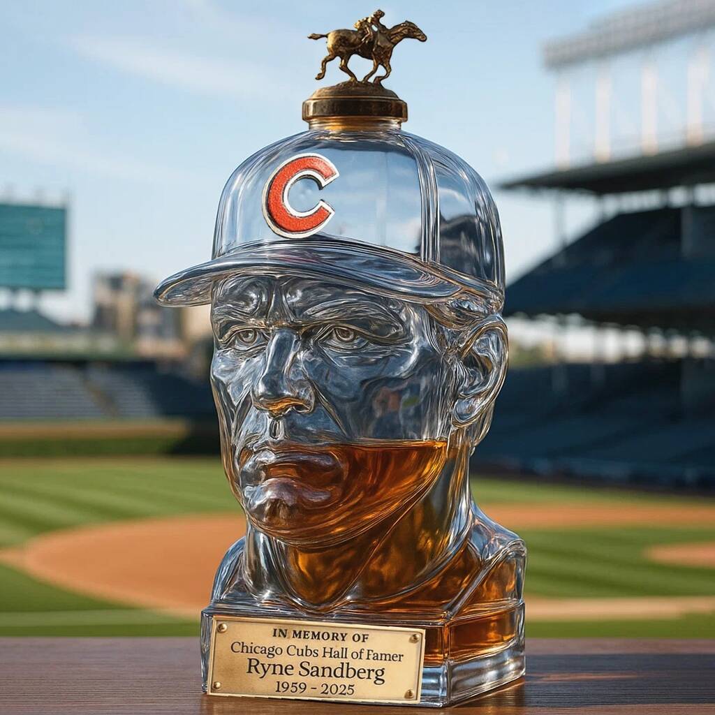 IN MEMORY OF Ryne Sandberg Whiskey Bottle