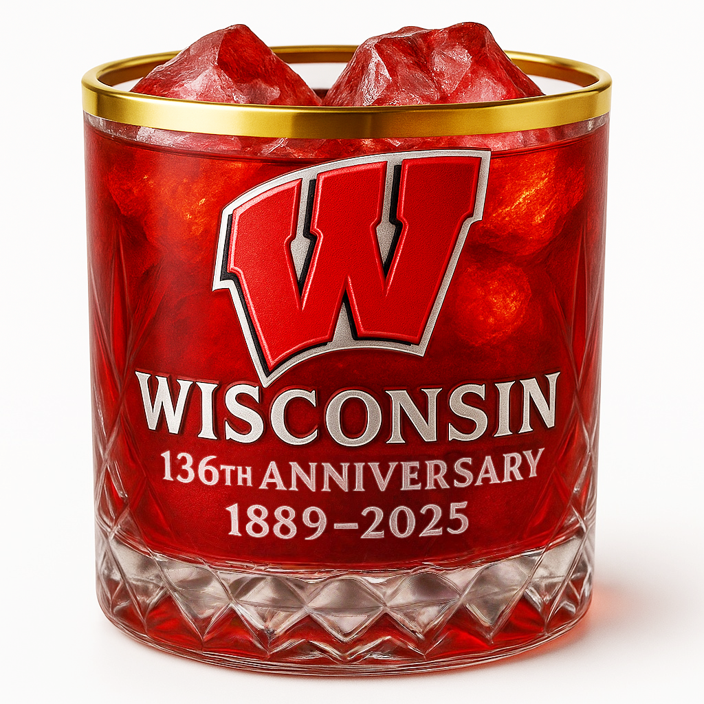 Wisconsin Badgers 136th Anniversary Whiskey Glass