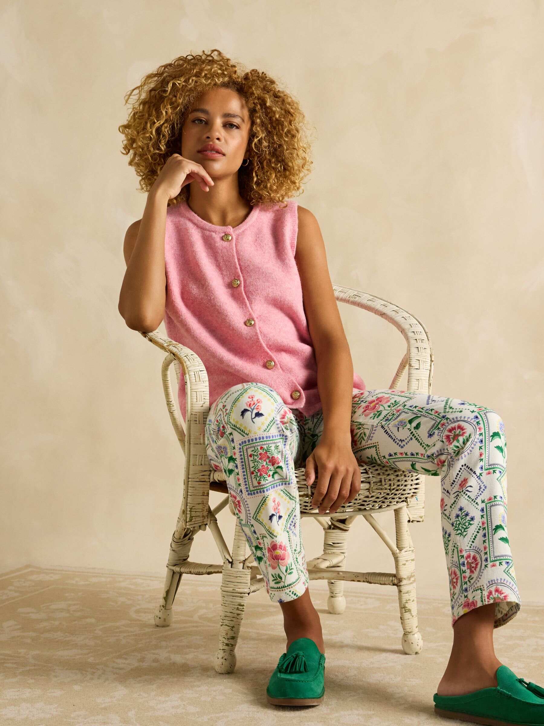 Holly Pink Button Through Knitted Vest