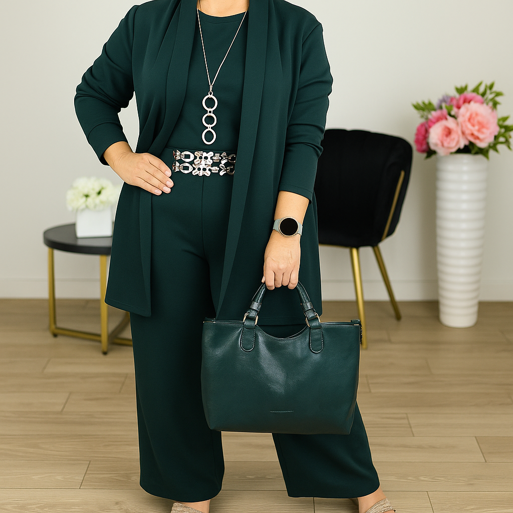 🔥 Last Day For Clearance !⏰Elegant 3-piece set including long cardigan, top and pants💞