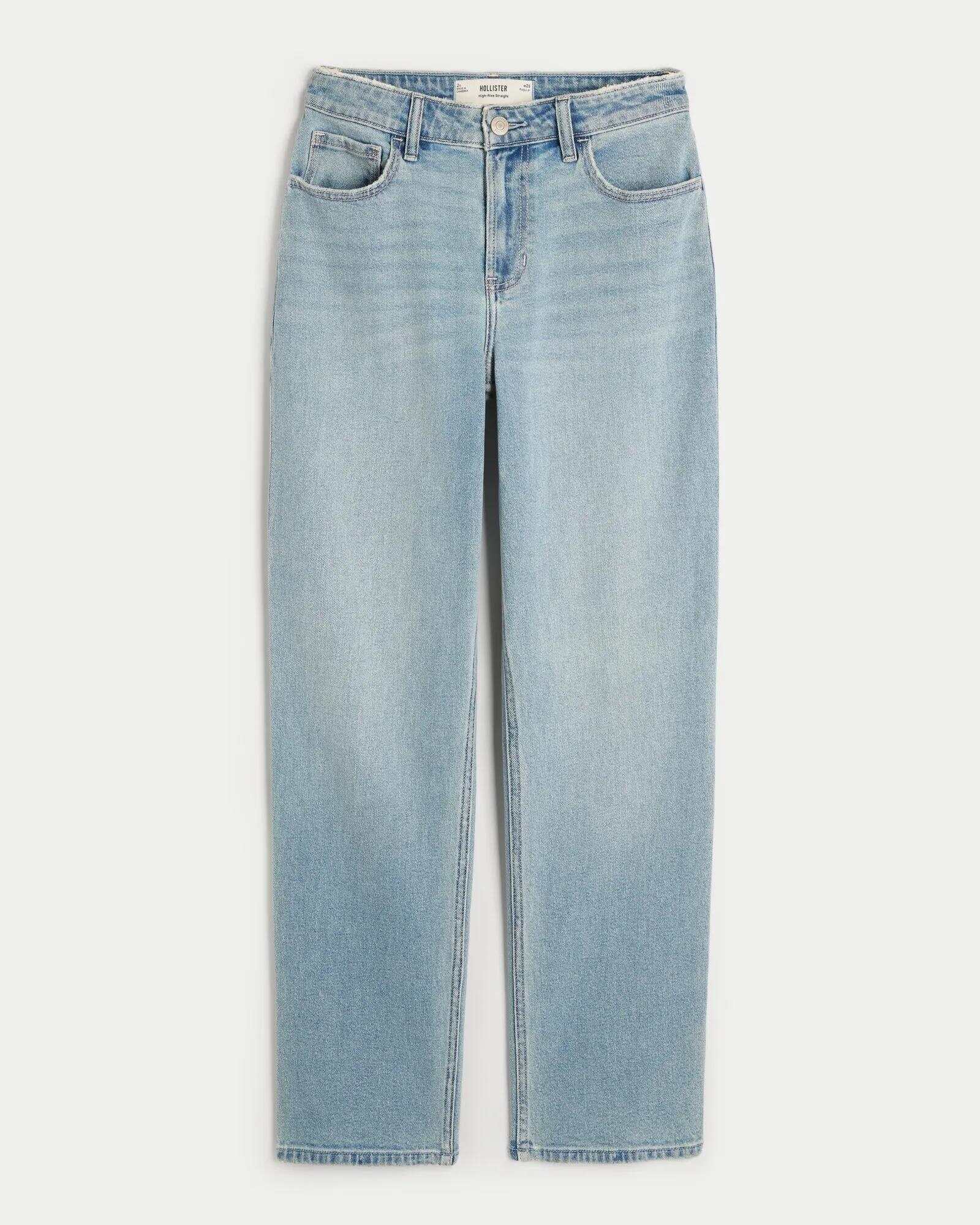 High-Rise Washed Black Straight Jeans