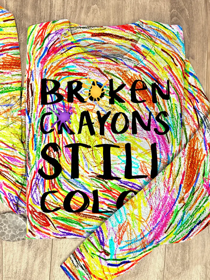 Men's Broken Crayons Still Color Print Short Sleeve T-Shirt