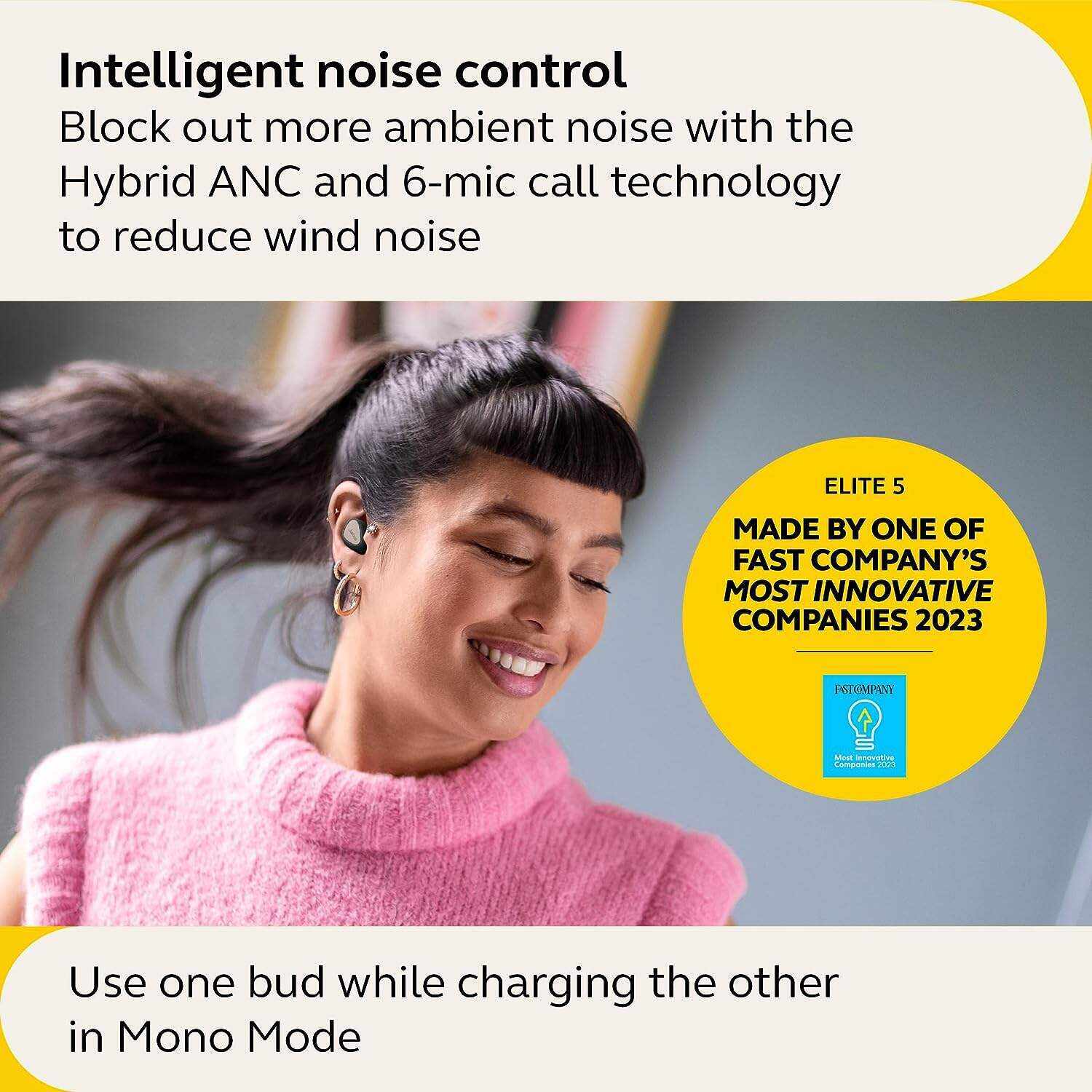 Jabra Elite 10 True Wireless Earbuds – Advanced Active Noise Cancelling Earbuds with Next-Level Dolby Atmos Surround Sound –All-Day Comfort, Multipoint Bluetooth, Wireless Charging – Cream