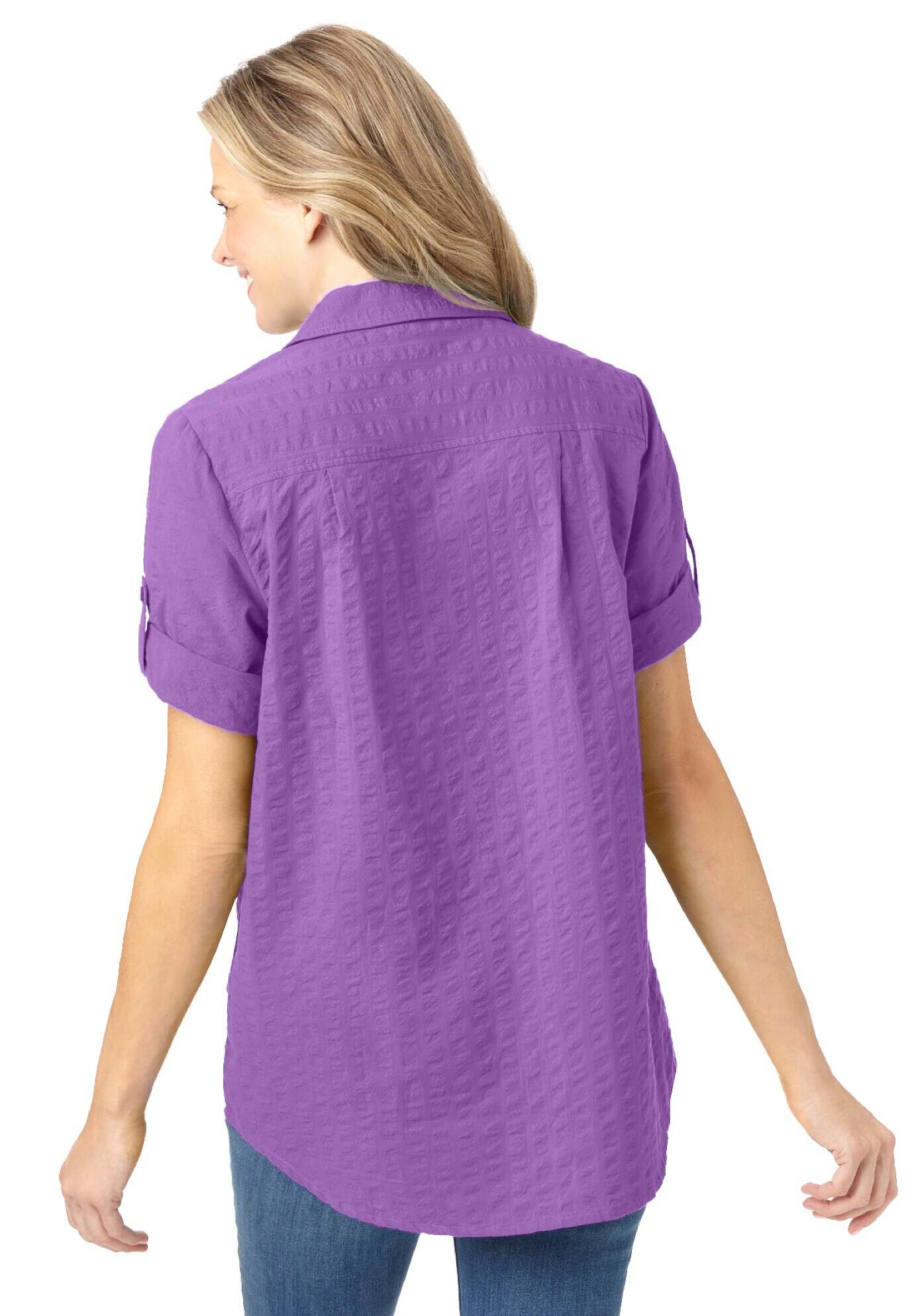 Short-Sleeve Button Down Seersucker Shirt