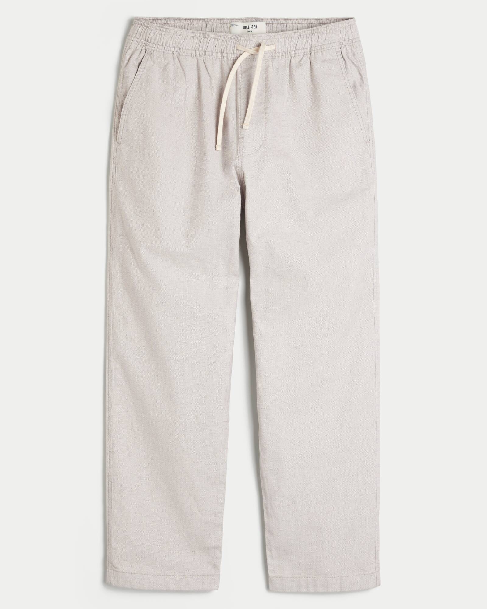 Linen-Blend Loose Pull-On Pants