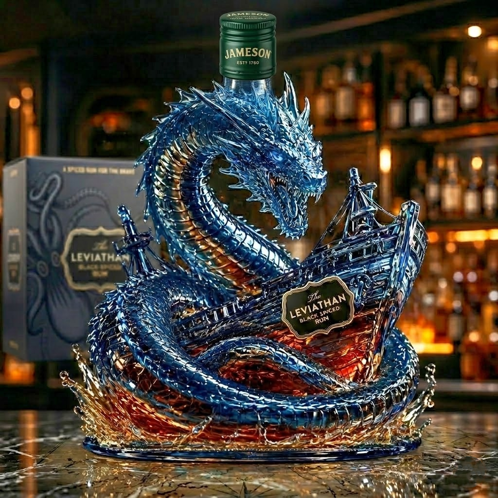 Leviathan Collectible Commemorative Black Rum 3D Sculpted Collector's Edition Bottle