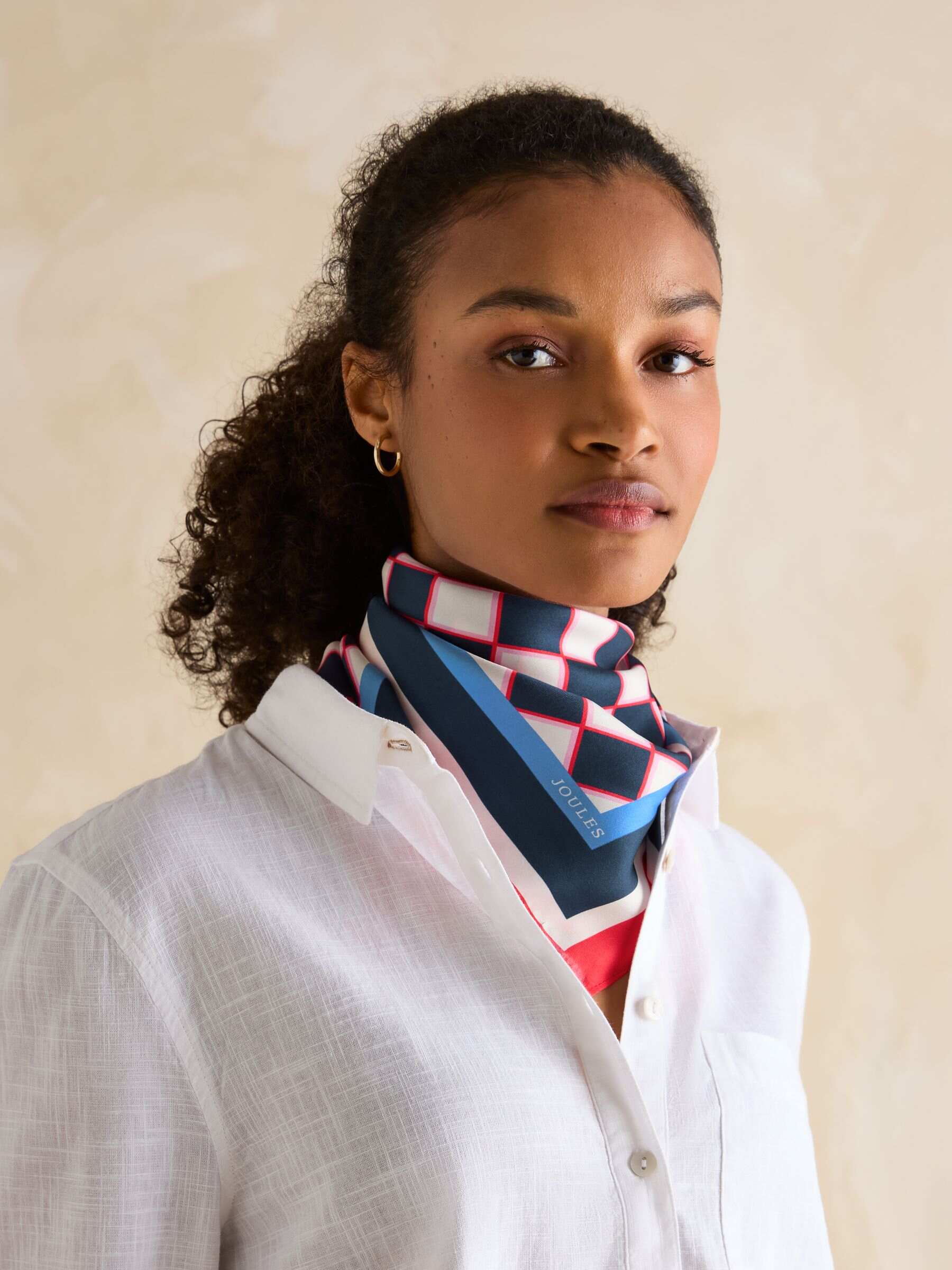 Elsie Navy/Red 100% Silk Scarf