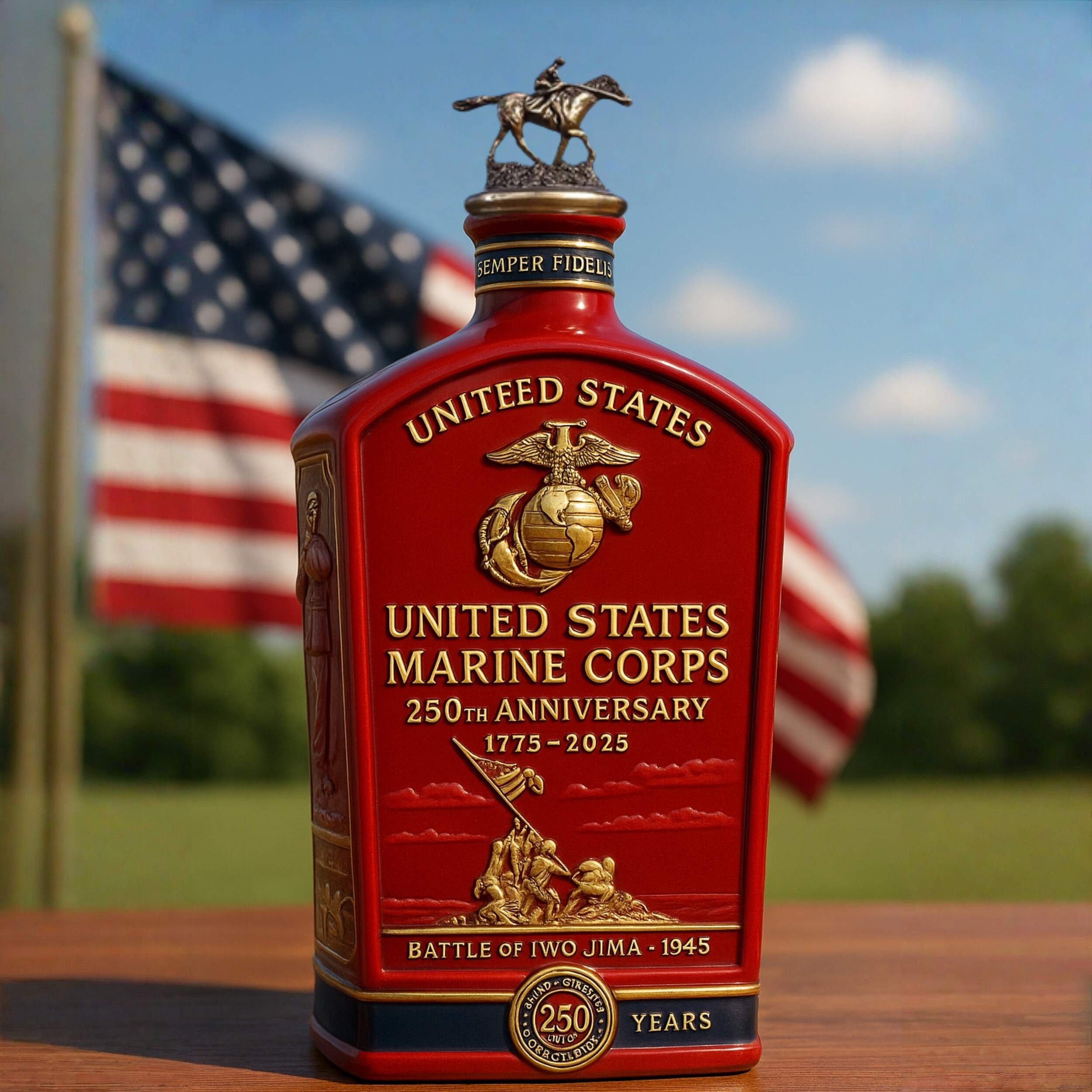 U.S. Marine Corps 250th Anniversary Whiskey Bottle