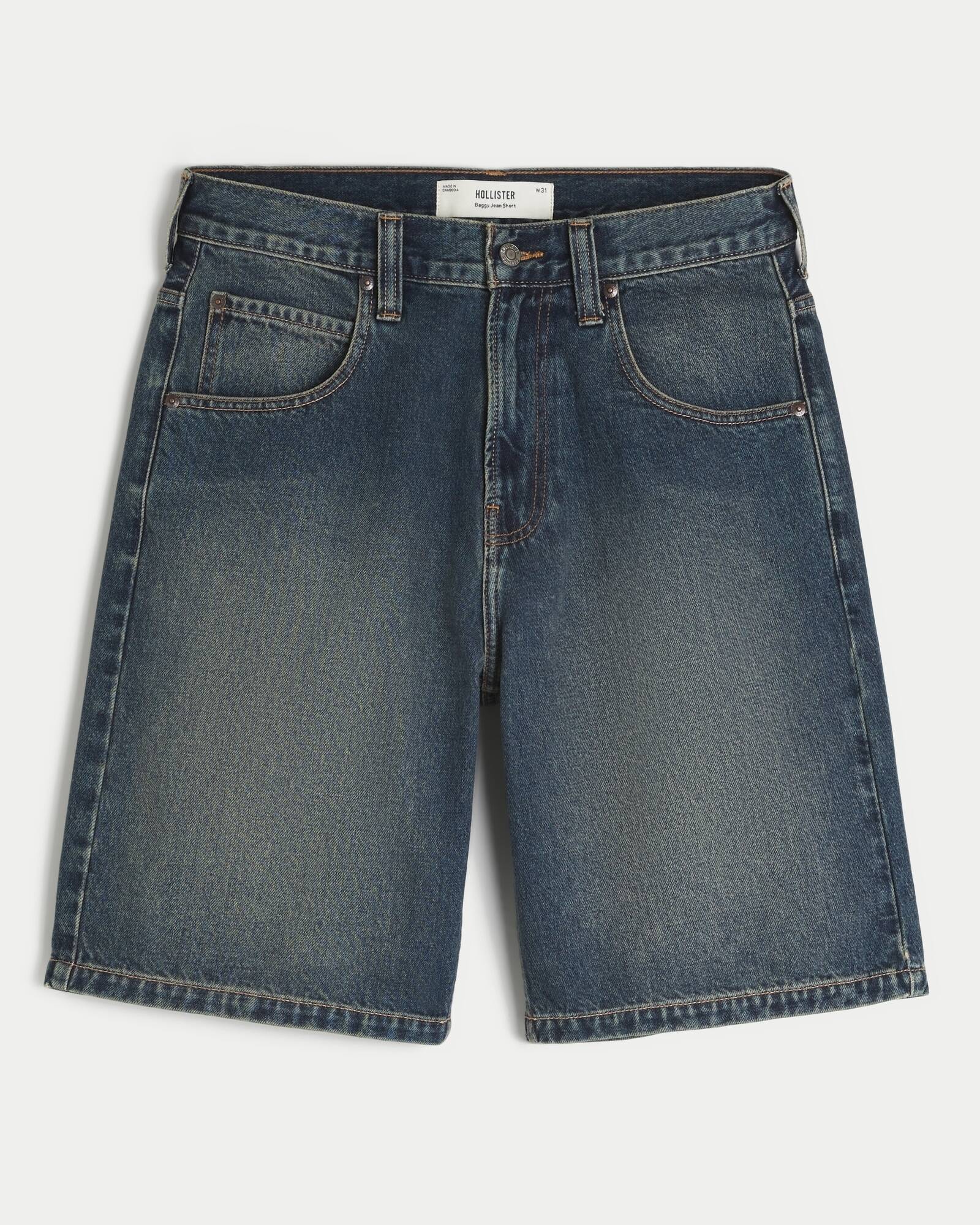 Washed Black Baggy Denim Shorts