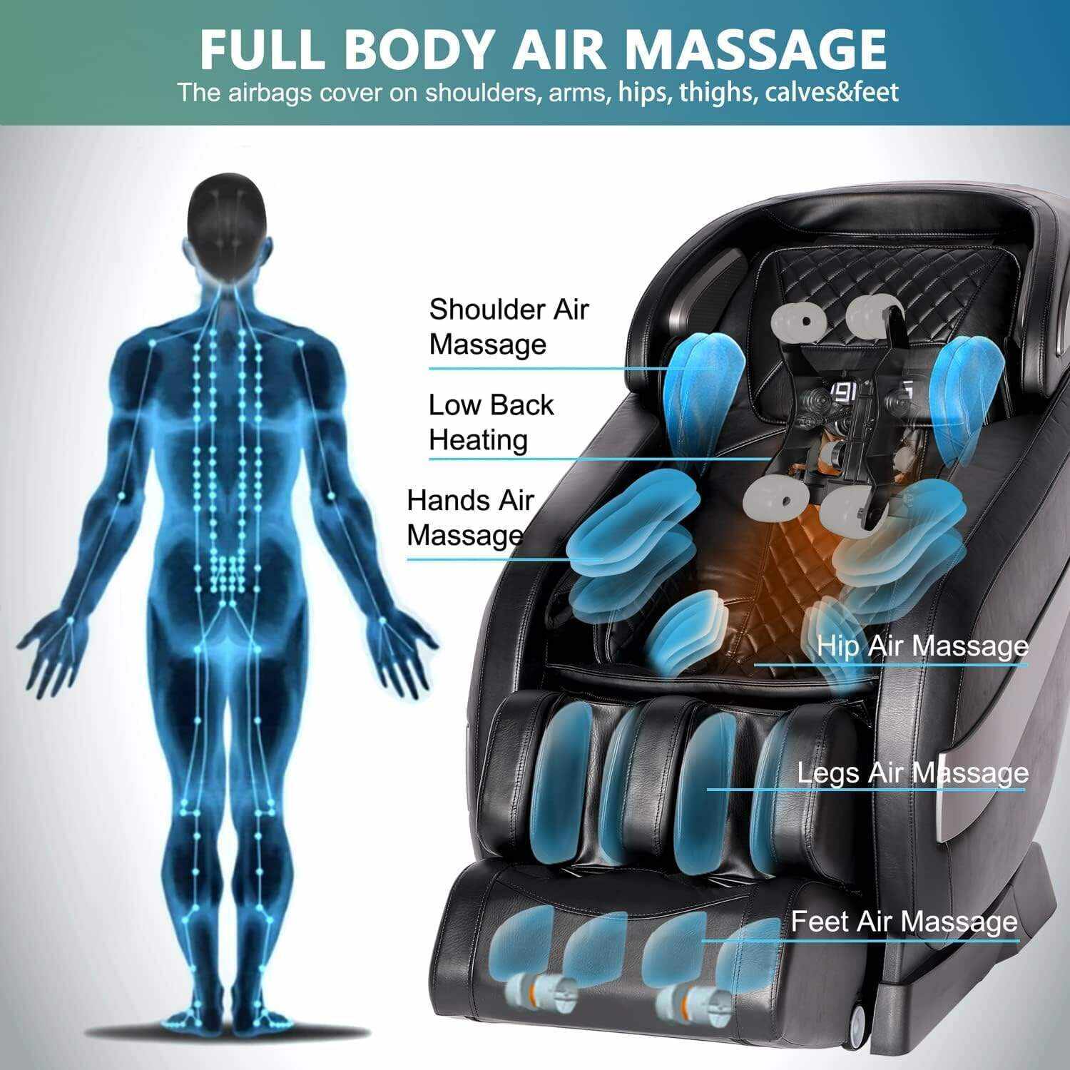 OWAYS Massage Chair,Zero Gravity SL Track Massage Chairs, Full Body Shiatsu Massage Chair Recliner with Space Saving, Auto Body Detection, Thai Stretching, Bluetooth Speaker, Heat, Foot Roller