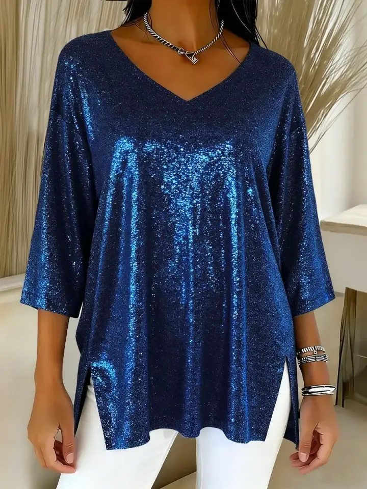 🔥Summer Arrivals🌟Women's Sparkly Christmas V-neck Top