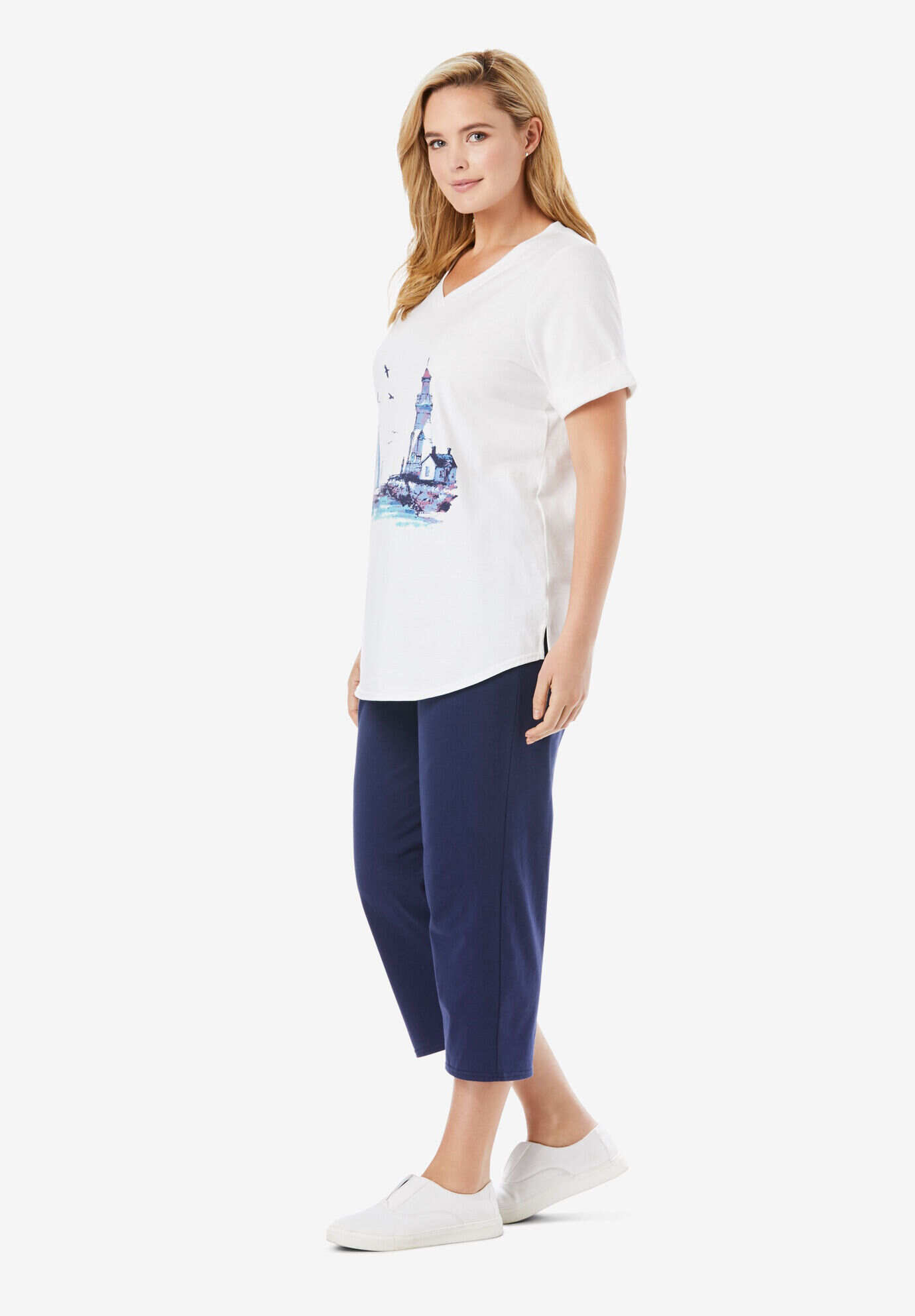 Two-Piece V-Neck Tunic & Capri Set