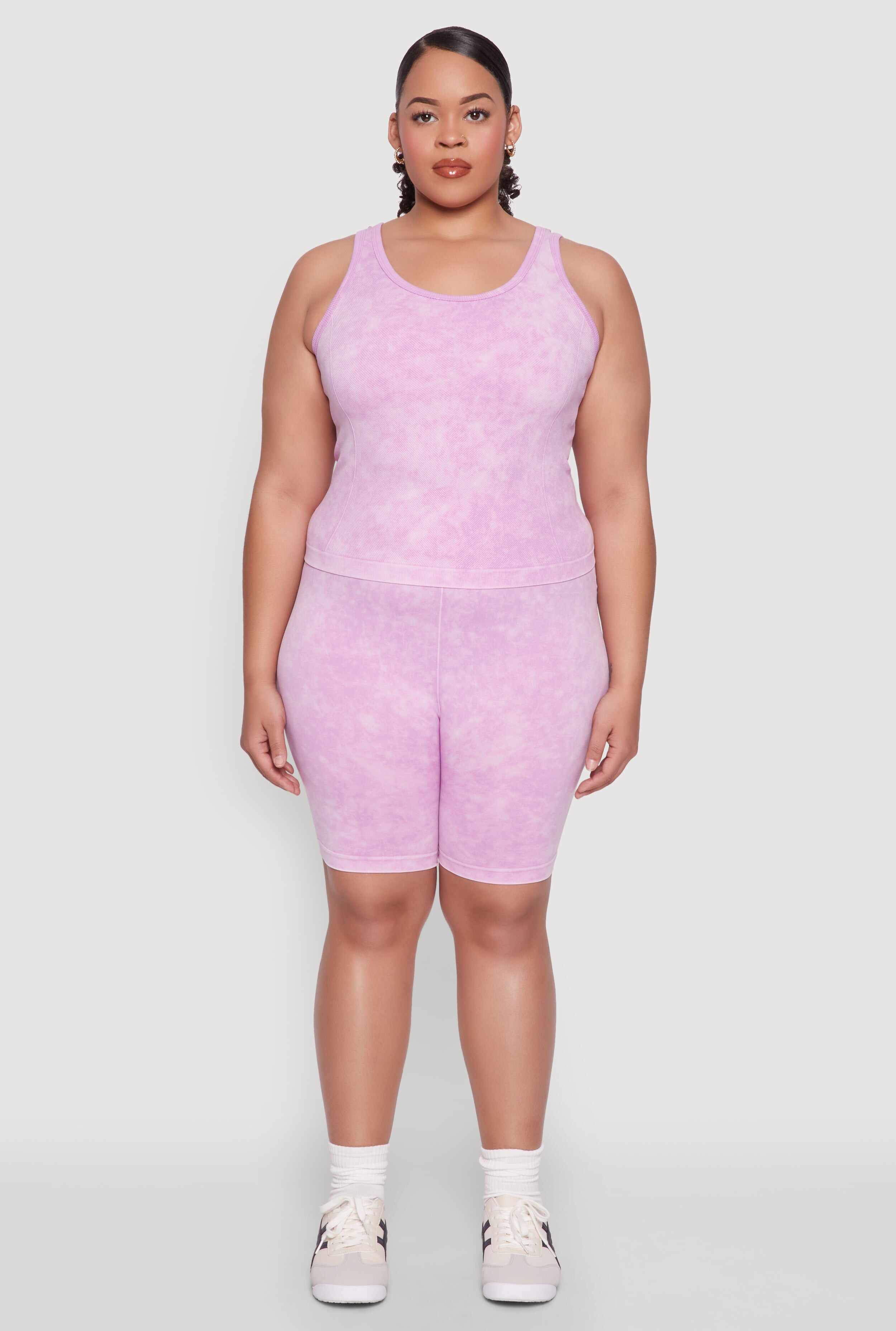 Plus Size Mineral Wash Seamless Biker Shorts