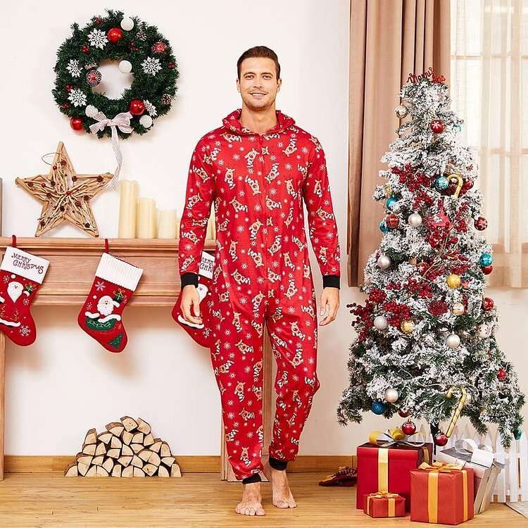 Christmas Cartoon Printed Onesie Family Pajamas Set