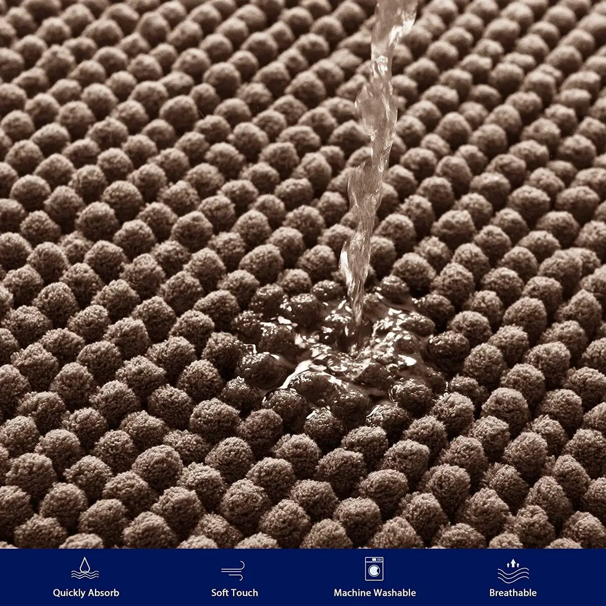 Subrtex Luxury Chenille Bath Rugs Soft Bathroom Mats