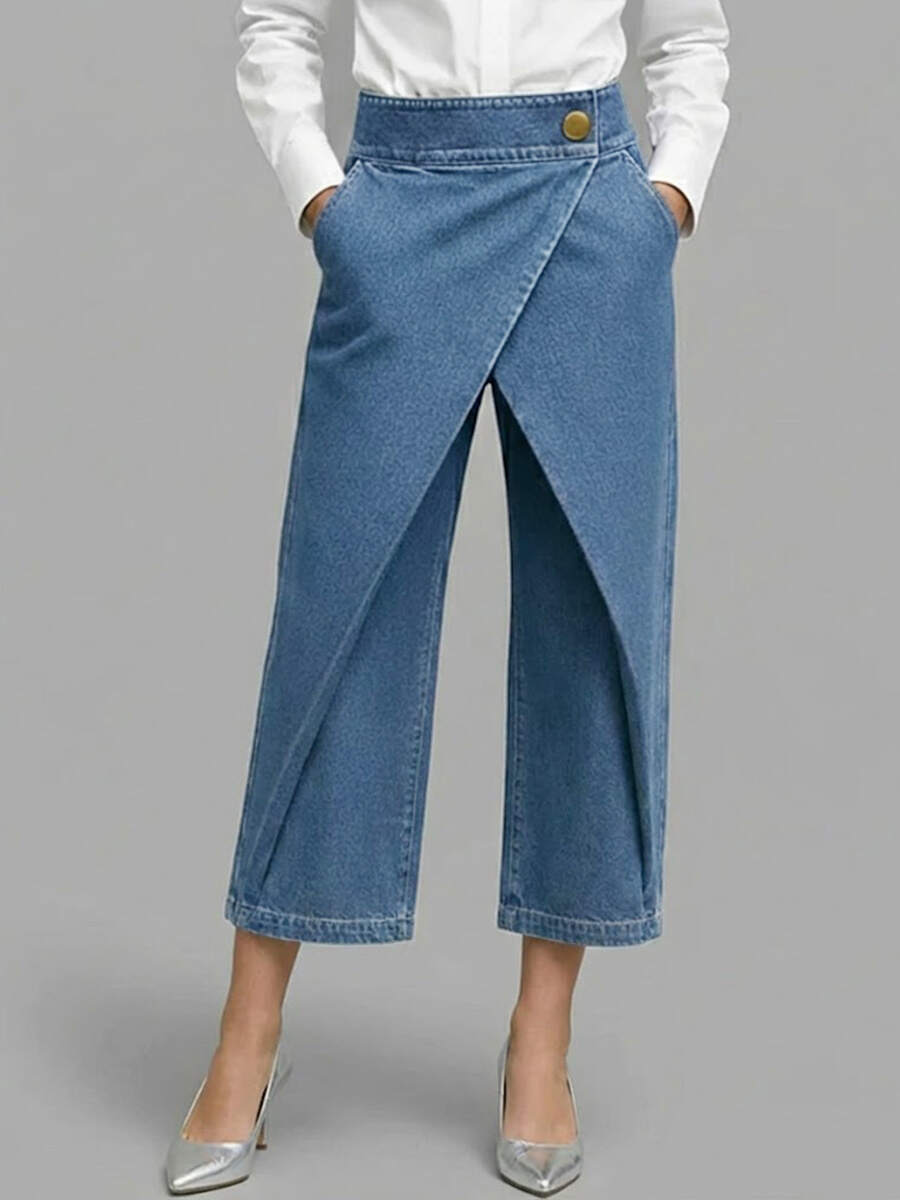 🔥Summer Arrivals🌟Women's High-waisted Loose-fitting Cropped Wide-leg Jeans