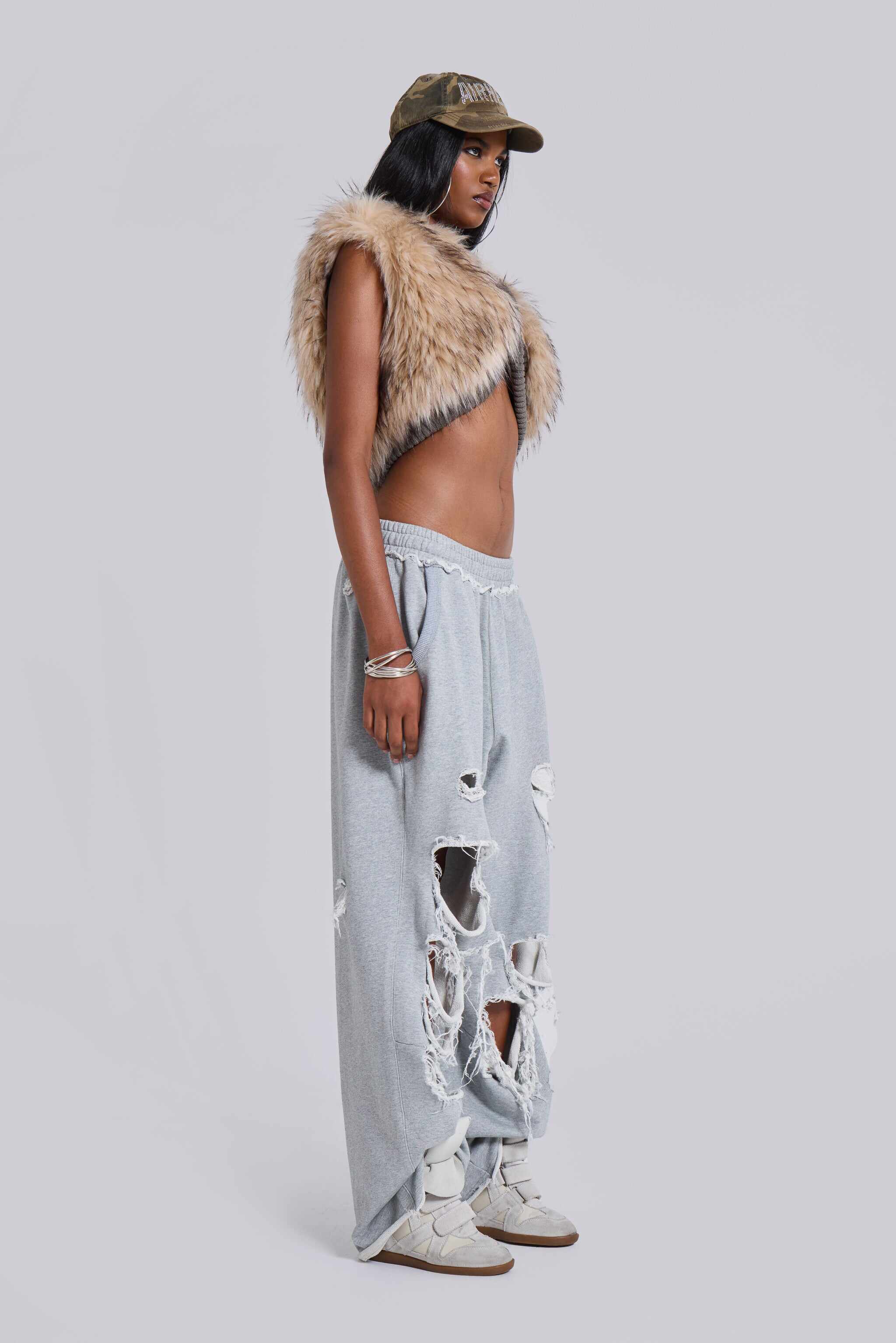 Meka Faux Fur Knit Shrug