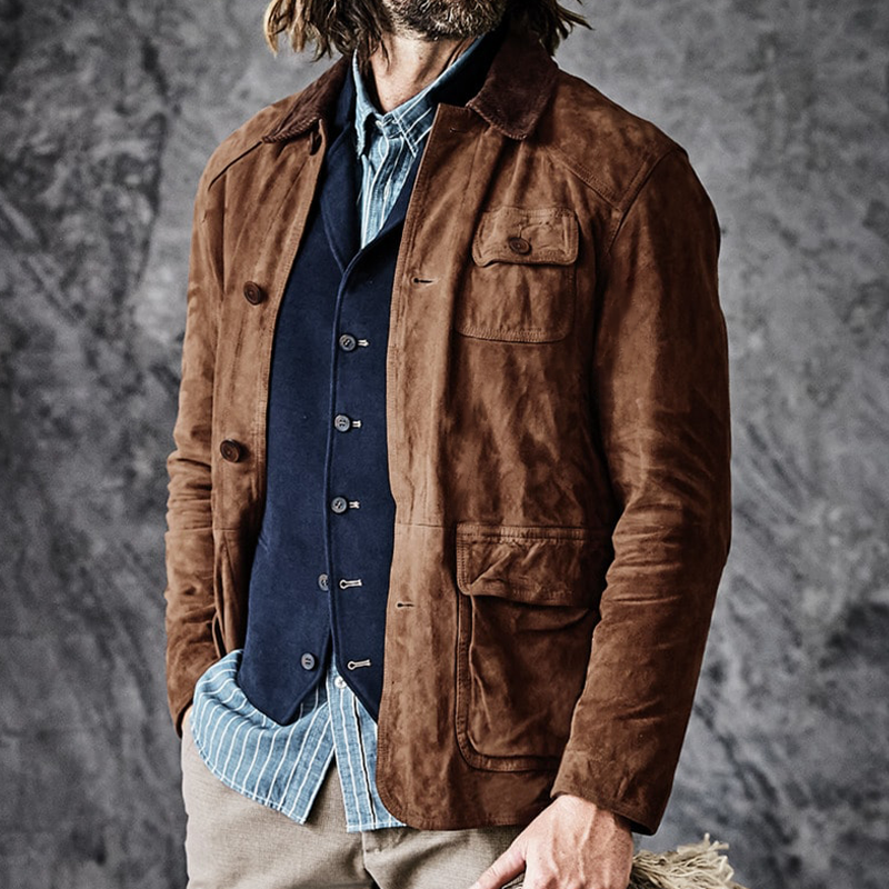 Men's Vintage Old Texture Lapel Jacket