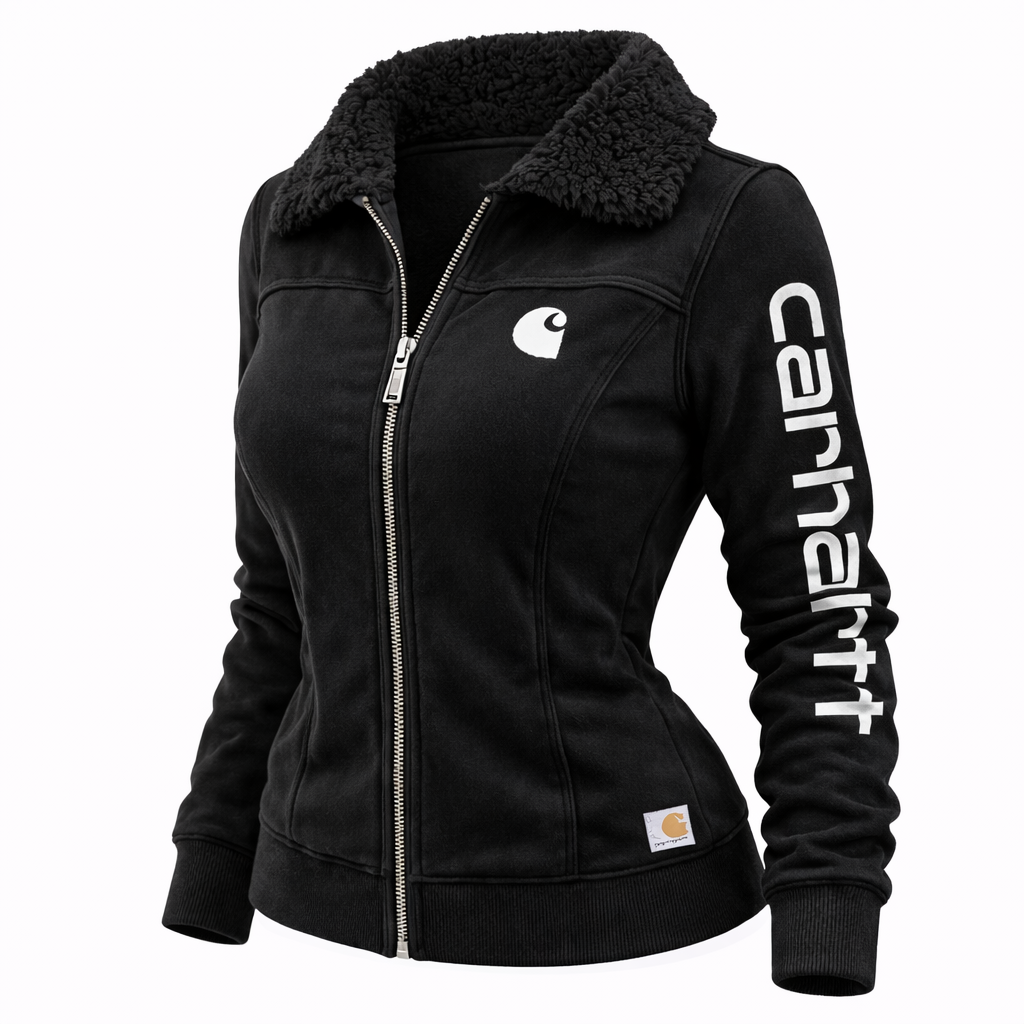 Carhartt Women’s Sherpa Collar Zip-Up Jacket – Slim Fit Fleece Lined Winter Coat