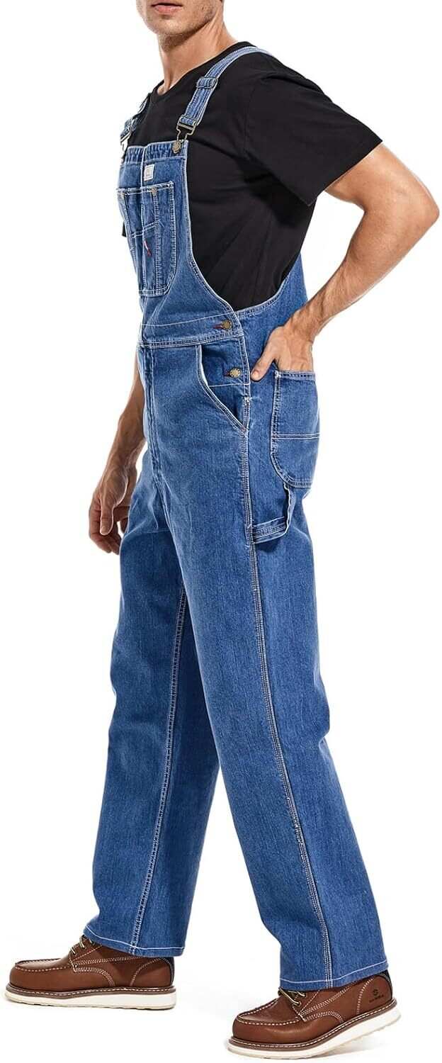 🔥Flash Sale🔥Men's Denim Bib Overalls, Workwear with Adjustable Straps and Convenient Tool Pockets
