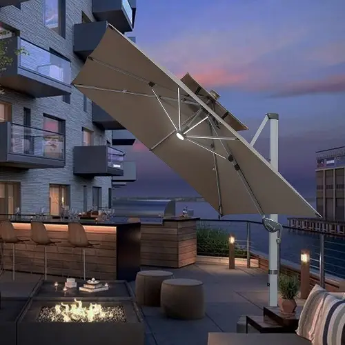 ☔Solar-powered LED parasol