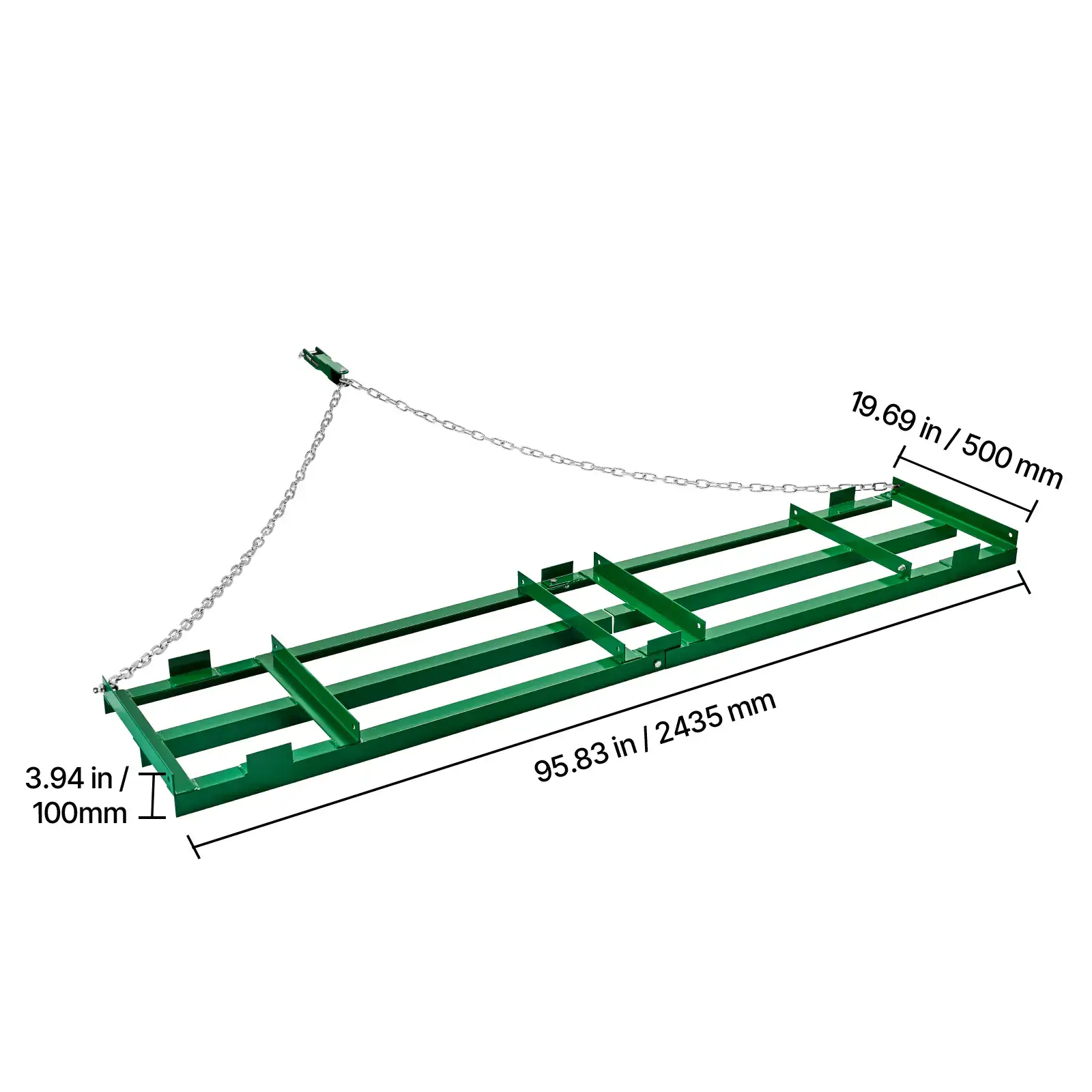 Drag Harrow, 8 ft Heavy Duty Tow Behind Drag Harrow with Adjustable Bars & 72 in Chain, Driveway Grader Landscape Rake for ATV, UTV, Tractor, Mower Tow Behind Yard Lawn Leveling Tool