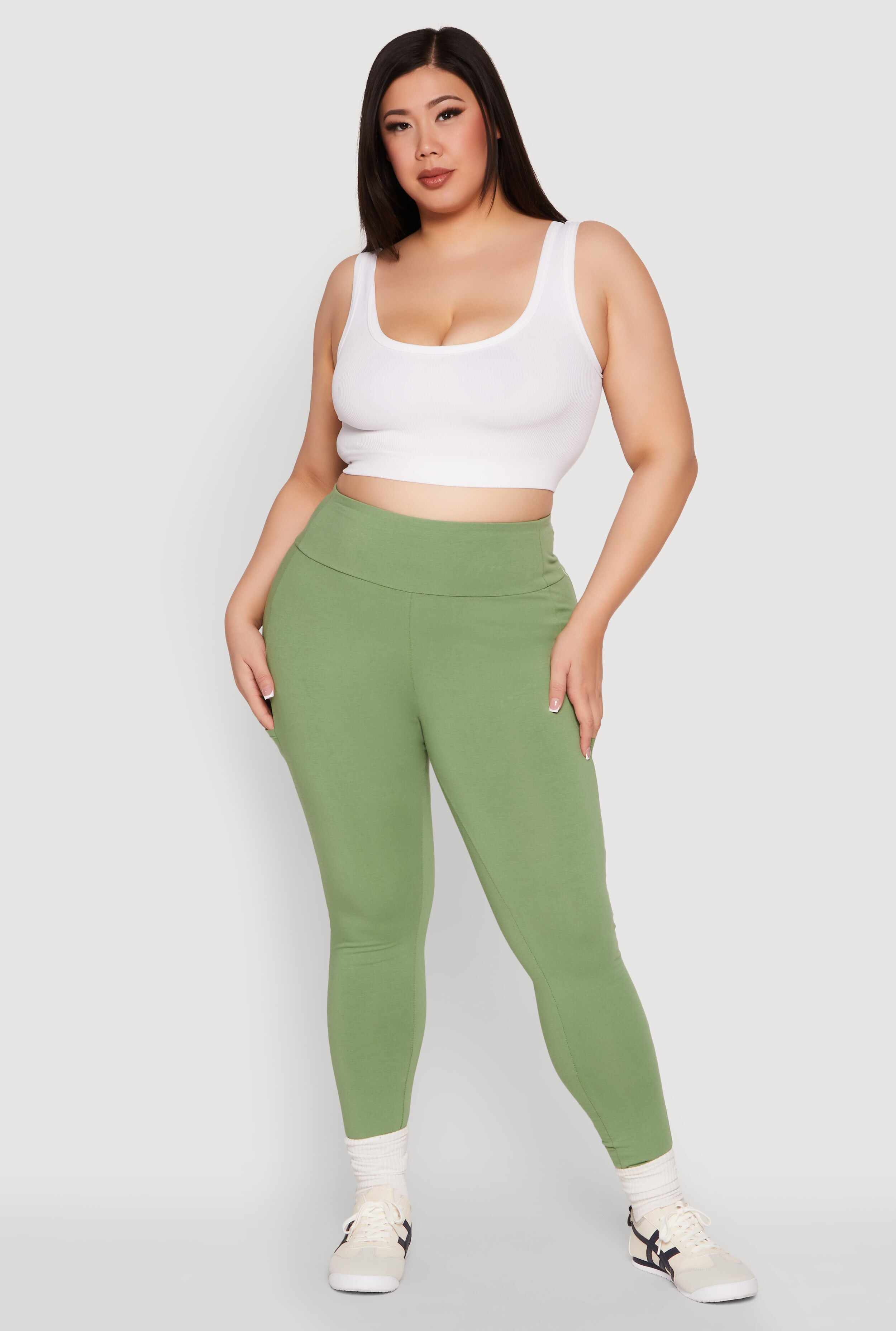 Plus Size Side Pocket High Waisted Leggings